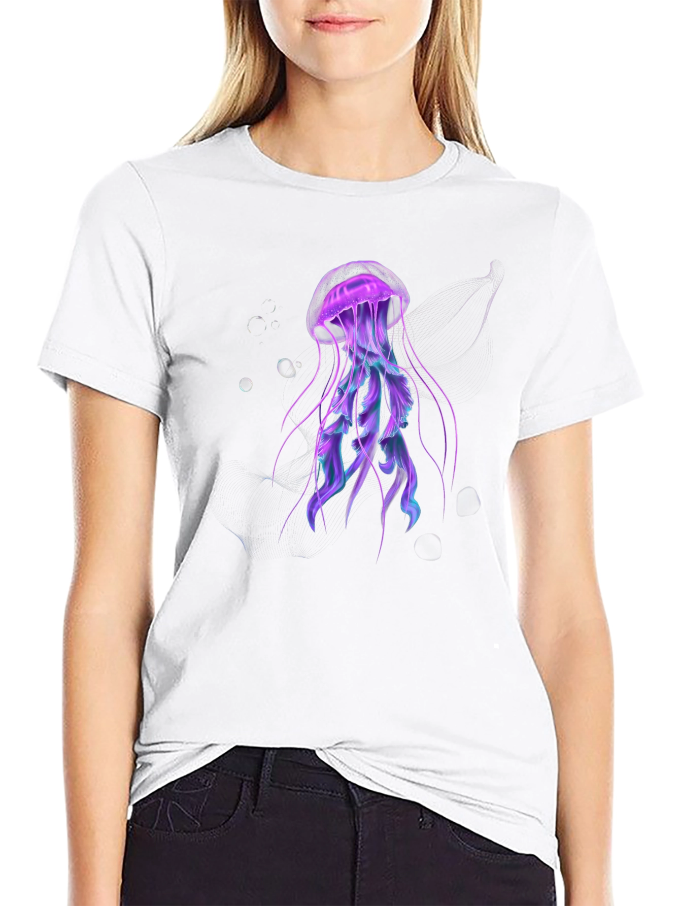 Jellyfish Graphic Black Tee - Unique Design