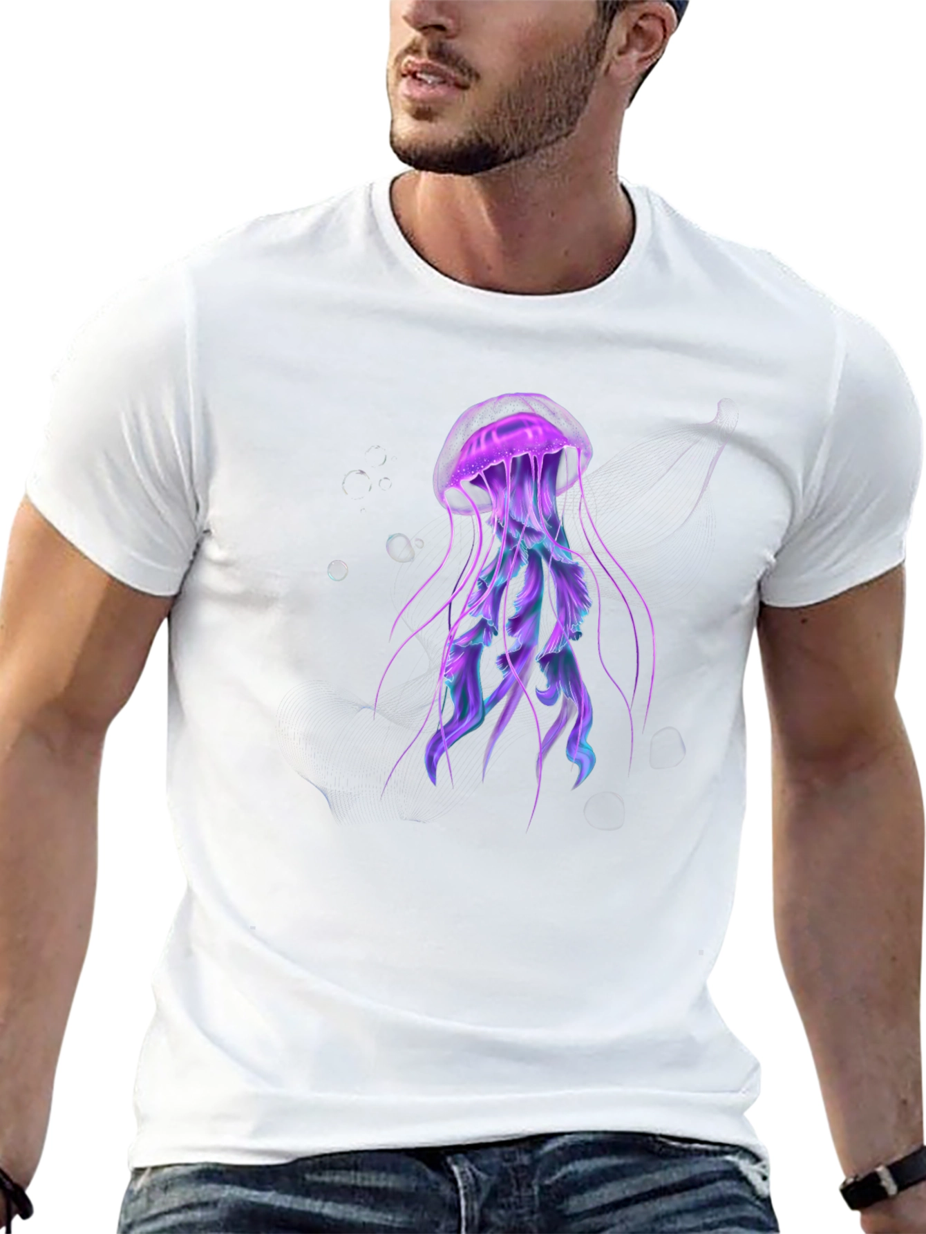Jellyfish Graphic Black Tee - Unique Design