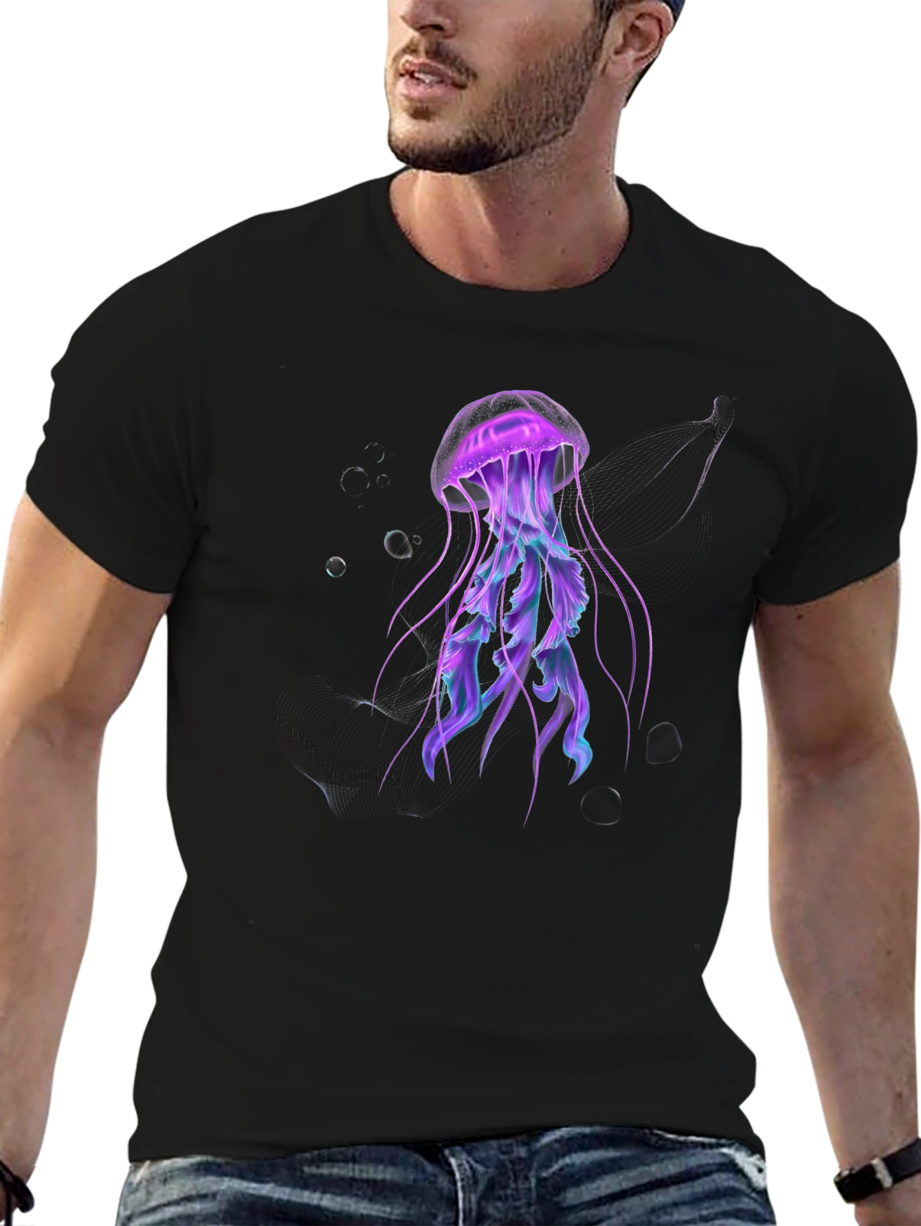 Jellyfish Graphic Black Tee - Unique Design
