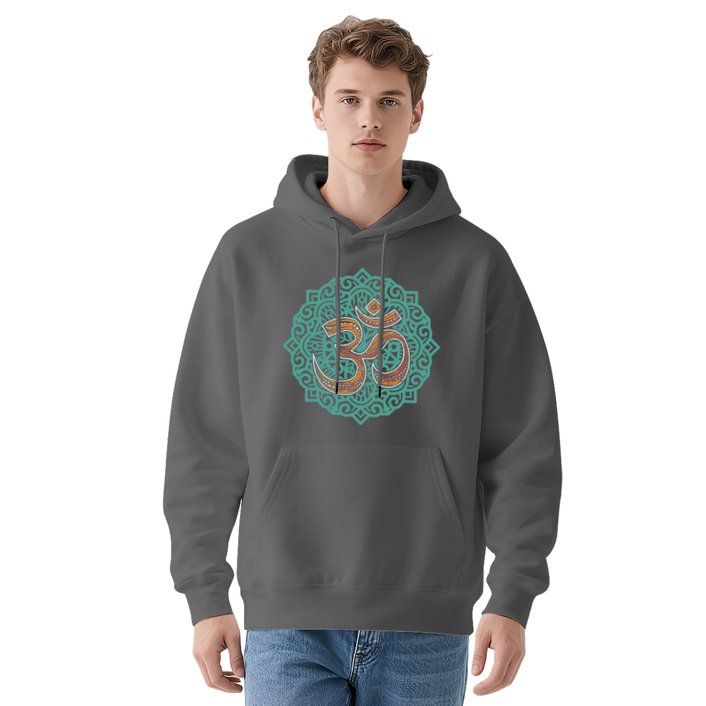 Boho Om Mandala Spiritual White Hoodie, Breathable Comfort