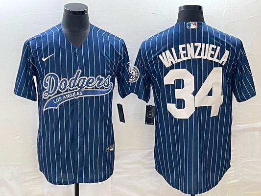 Men's Los Angeles Dodgers Fernando Valenzuela #34 Blue Player Jerseys Joint Edition