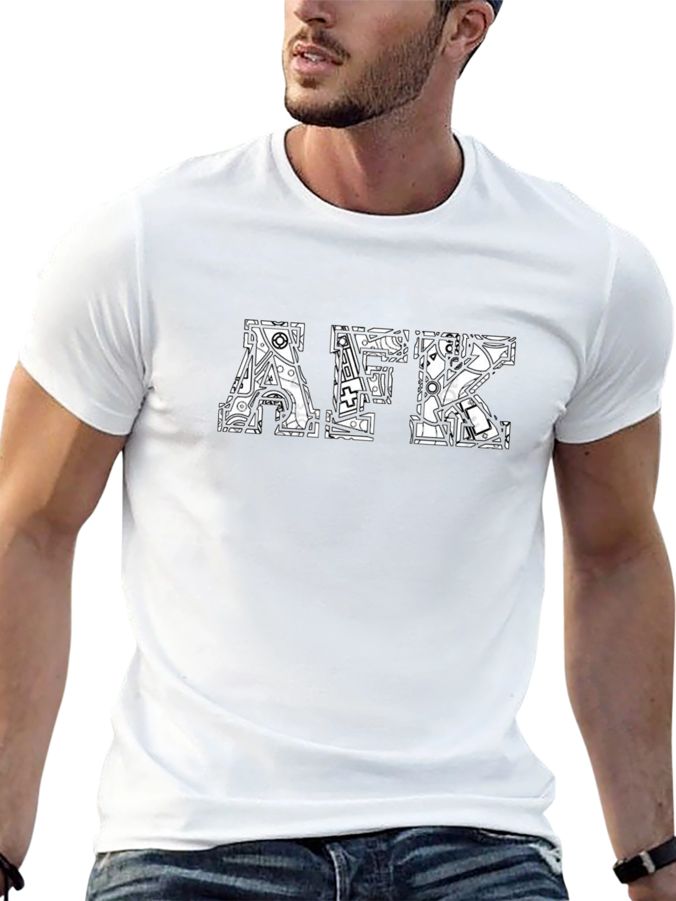 AFK Graphic Print Black T-Shirt - Casual Style