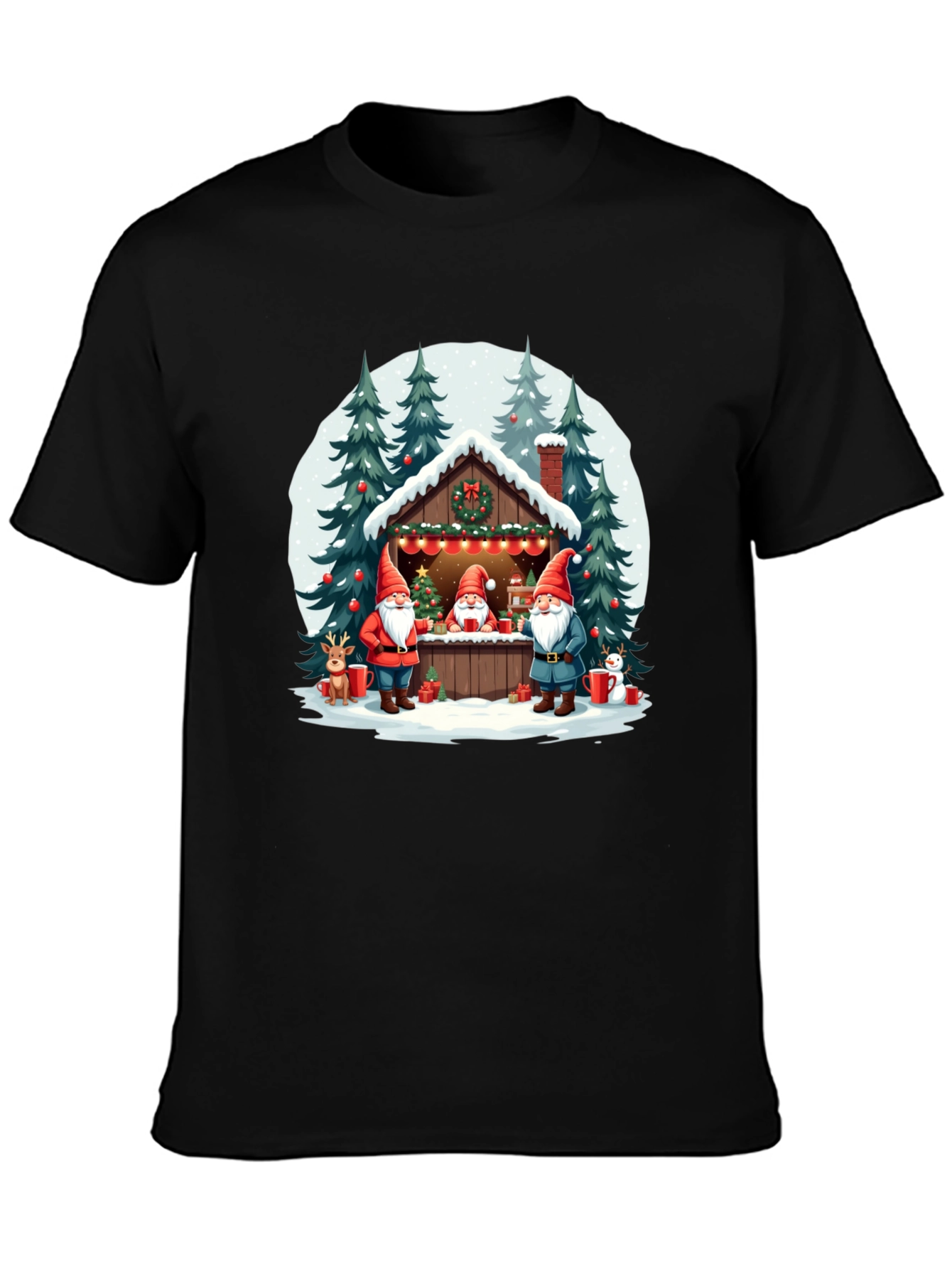 Christmas Gnome Cabin Graphic Tee