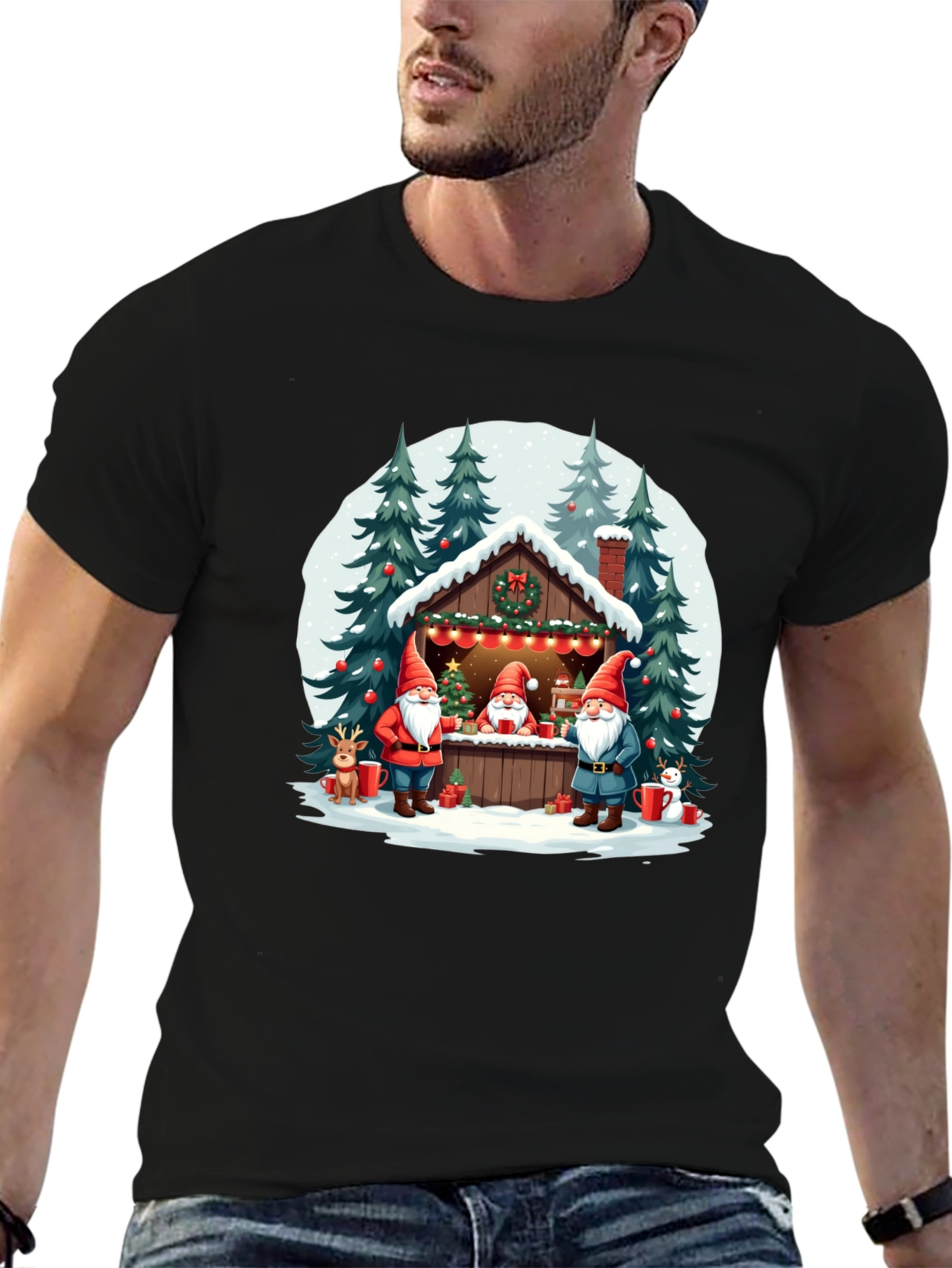 Christmas Gnome Cabin Graphic Tee