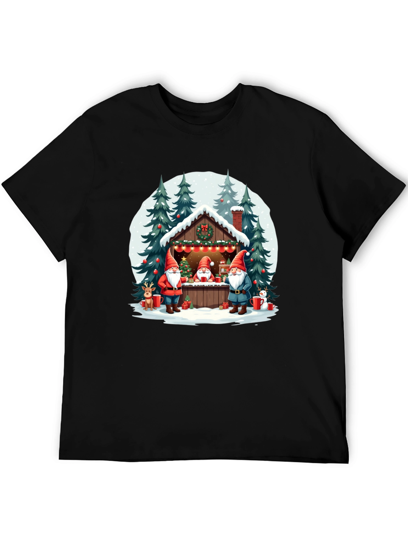 Christmas Gnome Cabin Graphic Tee