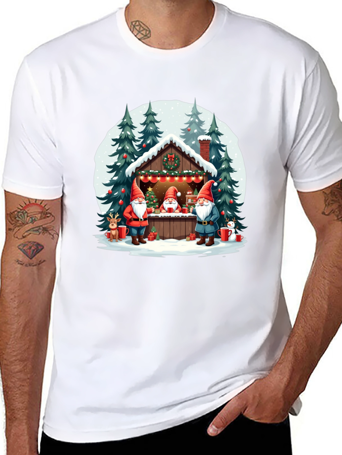 Christmas Gnome Cabin Graphic Tee