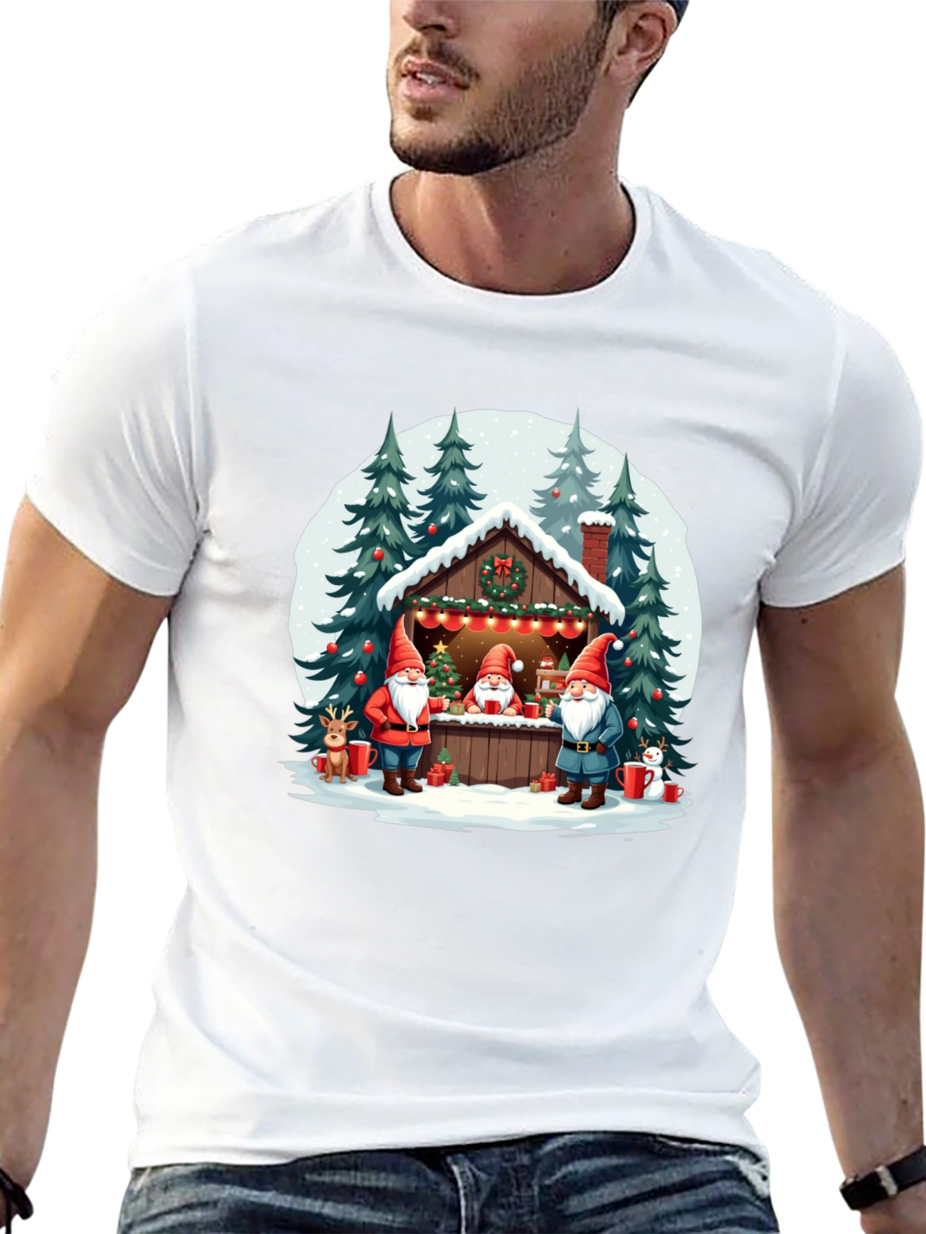 Christmas Gnome Cabin Graphic Tee