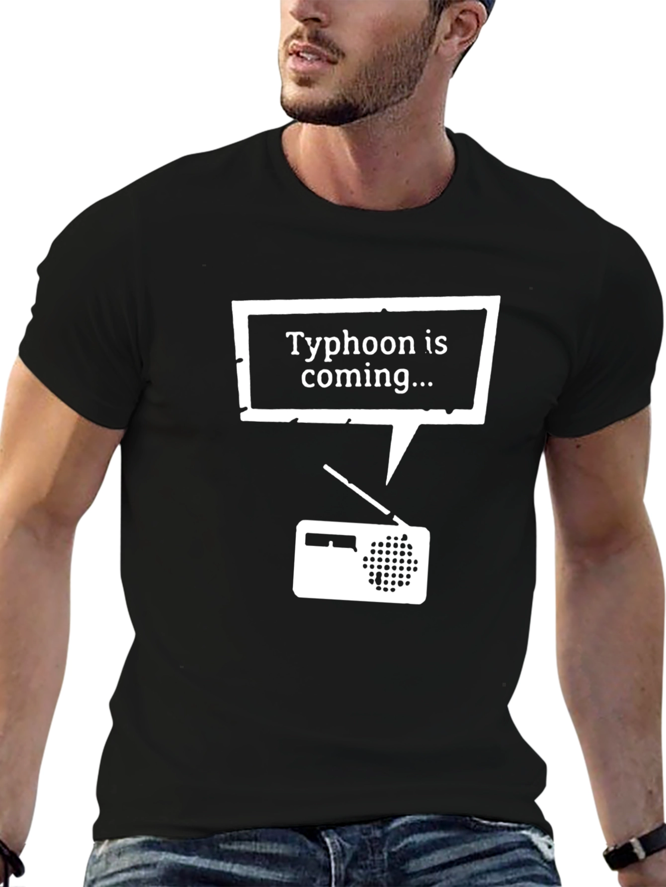 Typhoon Warning Novelty Black T-Shirt