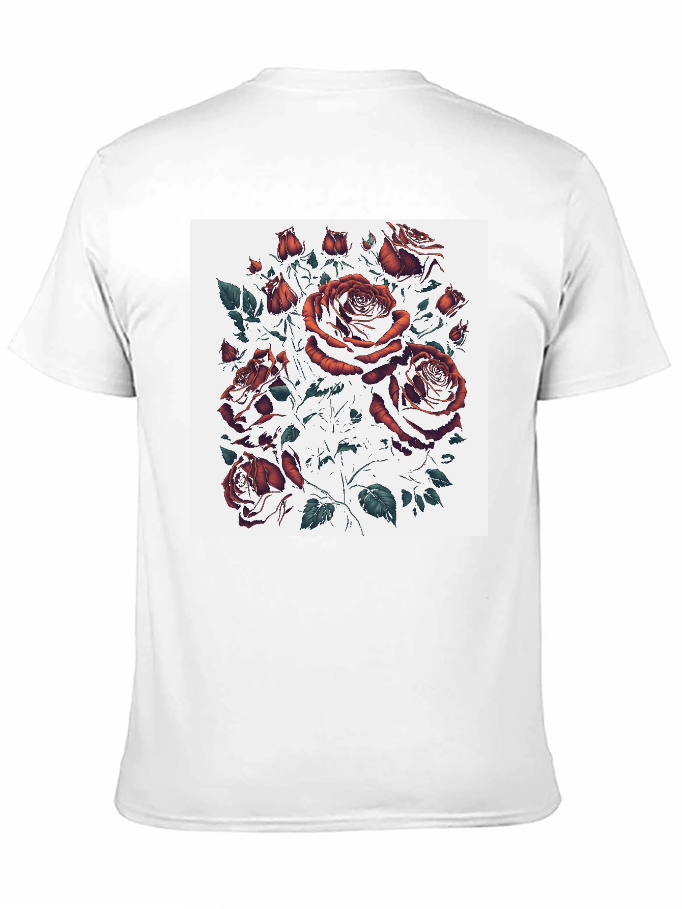 Rose Print Black T-Shirt - Unique Floral Design