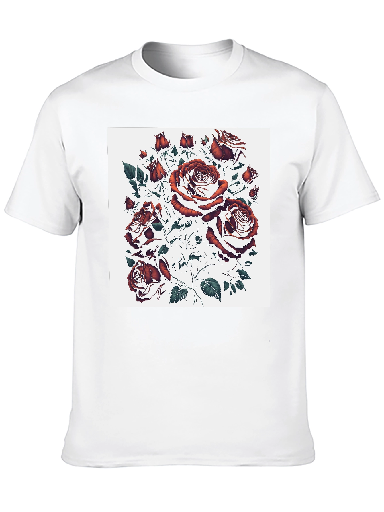 Rose Print Black T-Shirt - Unique Floral Design