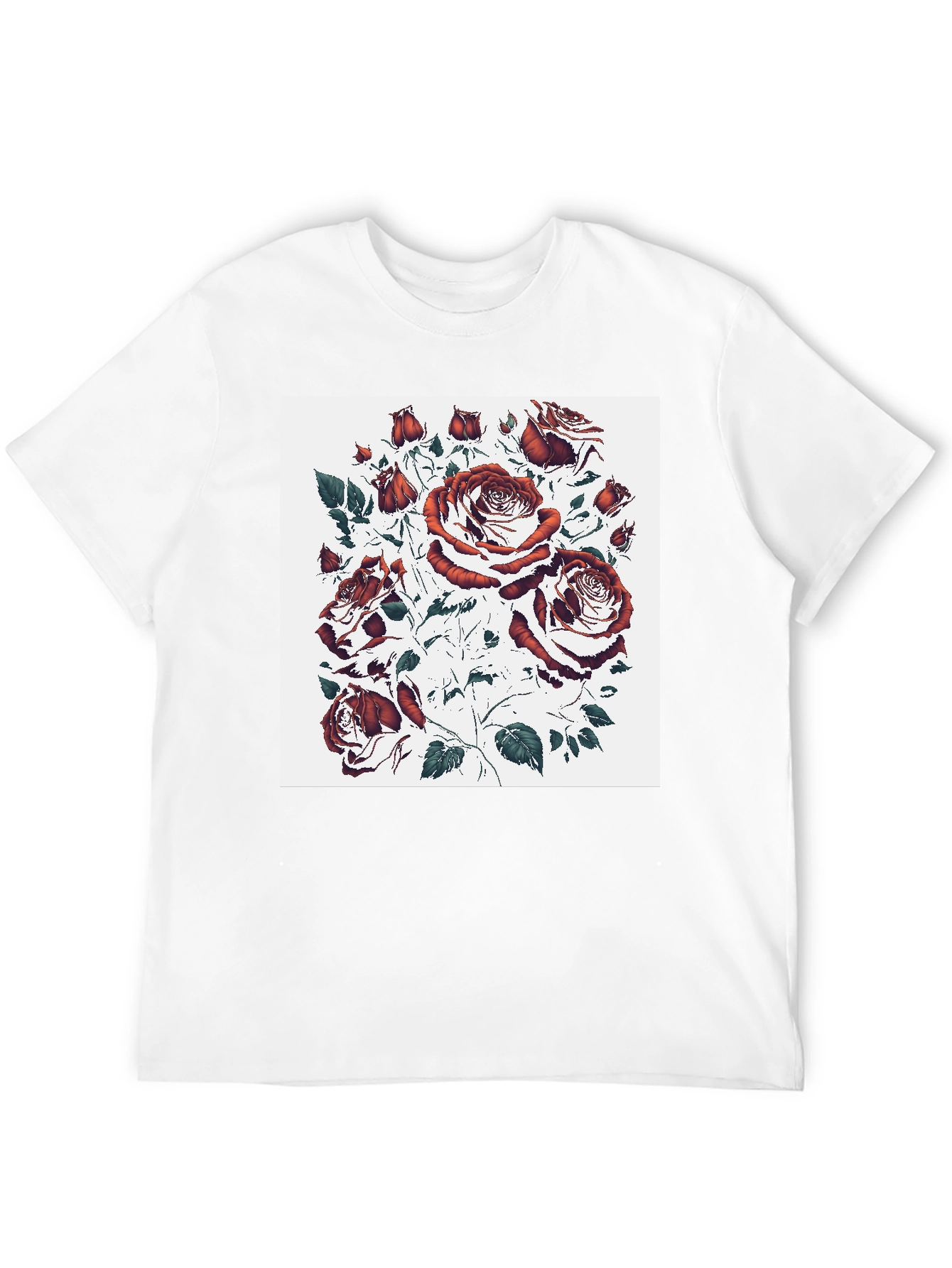 Rose Print Black T-Shirt - Unique Floral Design