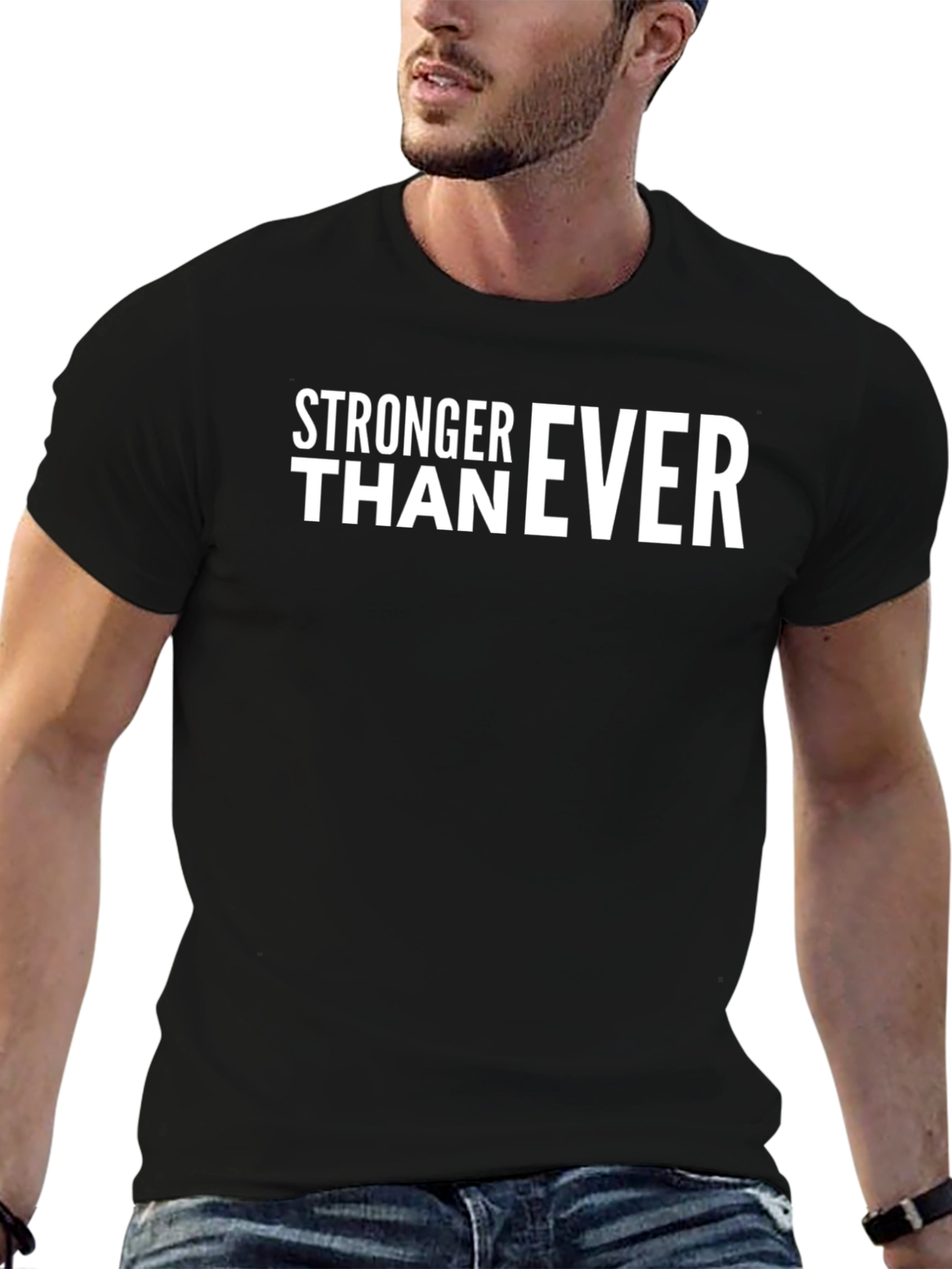 Stronger Than Ever Black Graphic T-Shirt