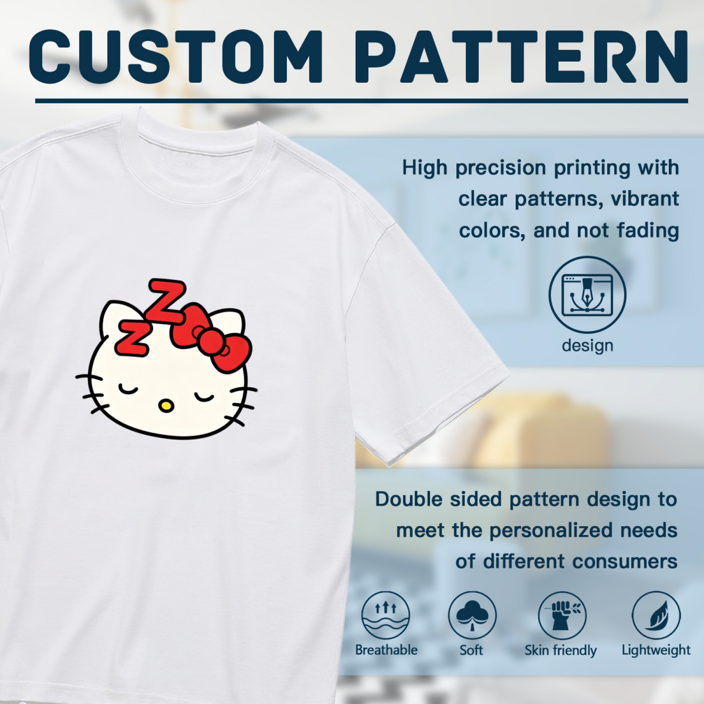 Sleepy Napping Hello Kitty Adorable Daily Plus?Size Ladies T?Shirt