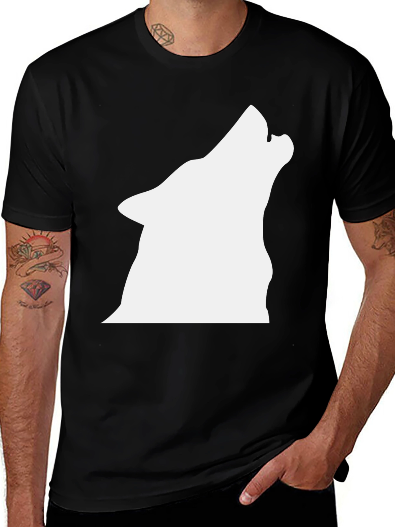 Black Wolf Silhouette Graphic T-Shirt