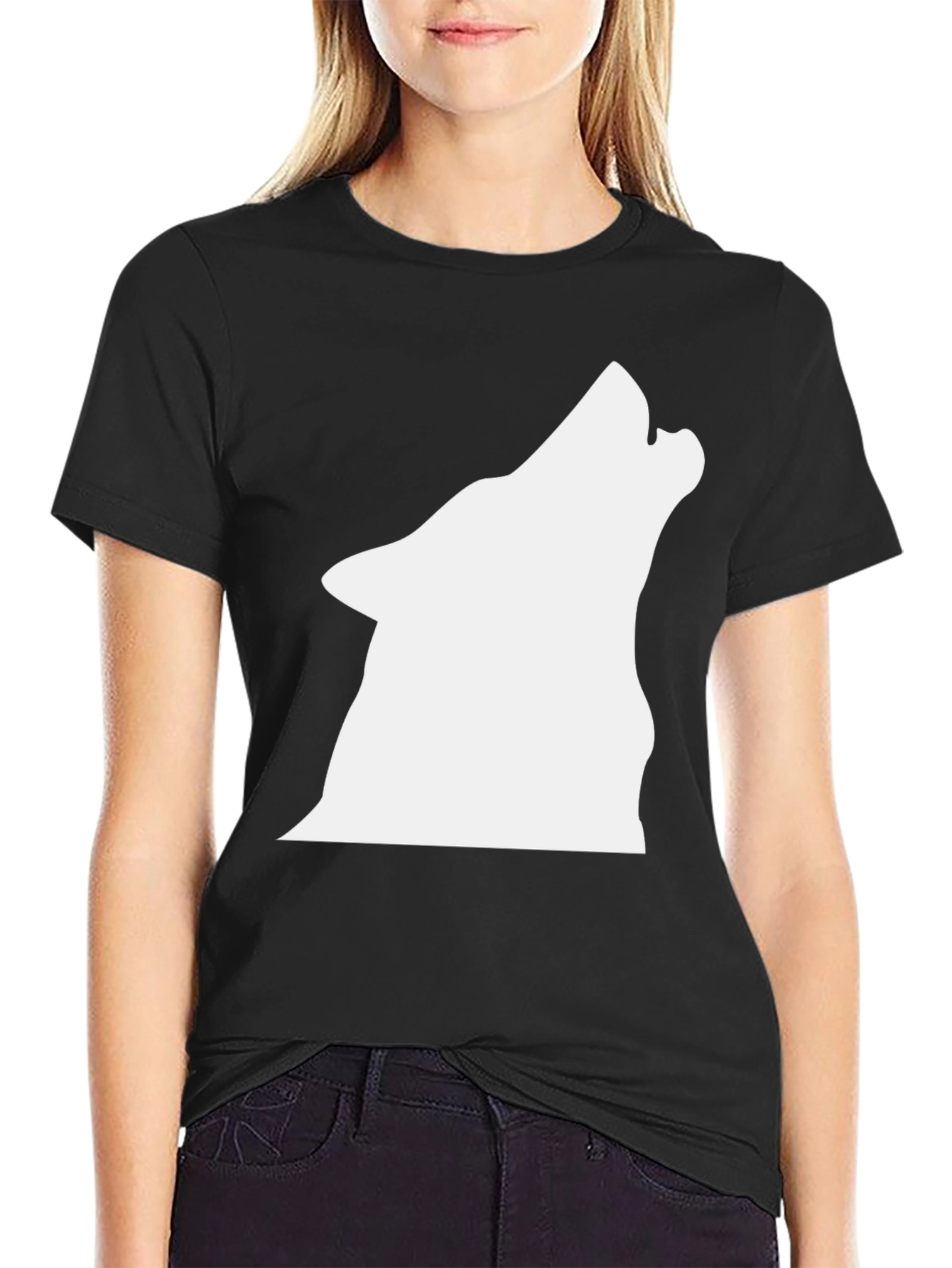 Black Wolf Silhouette Graphic T-Shirt
