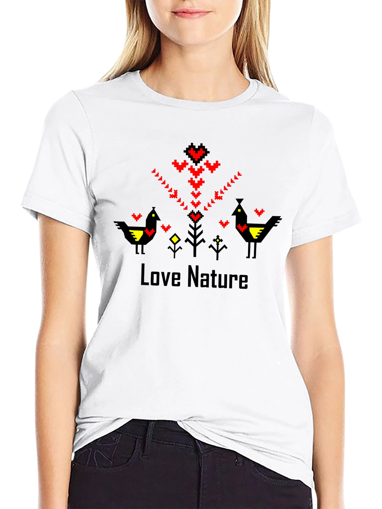 Love Nature Graphic Tee - Black Crew Neck