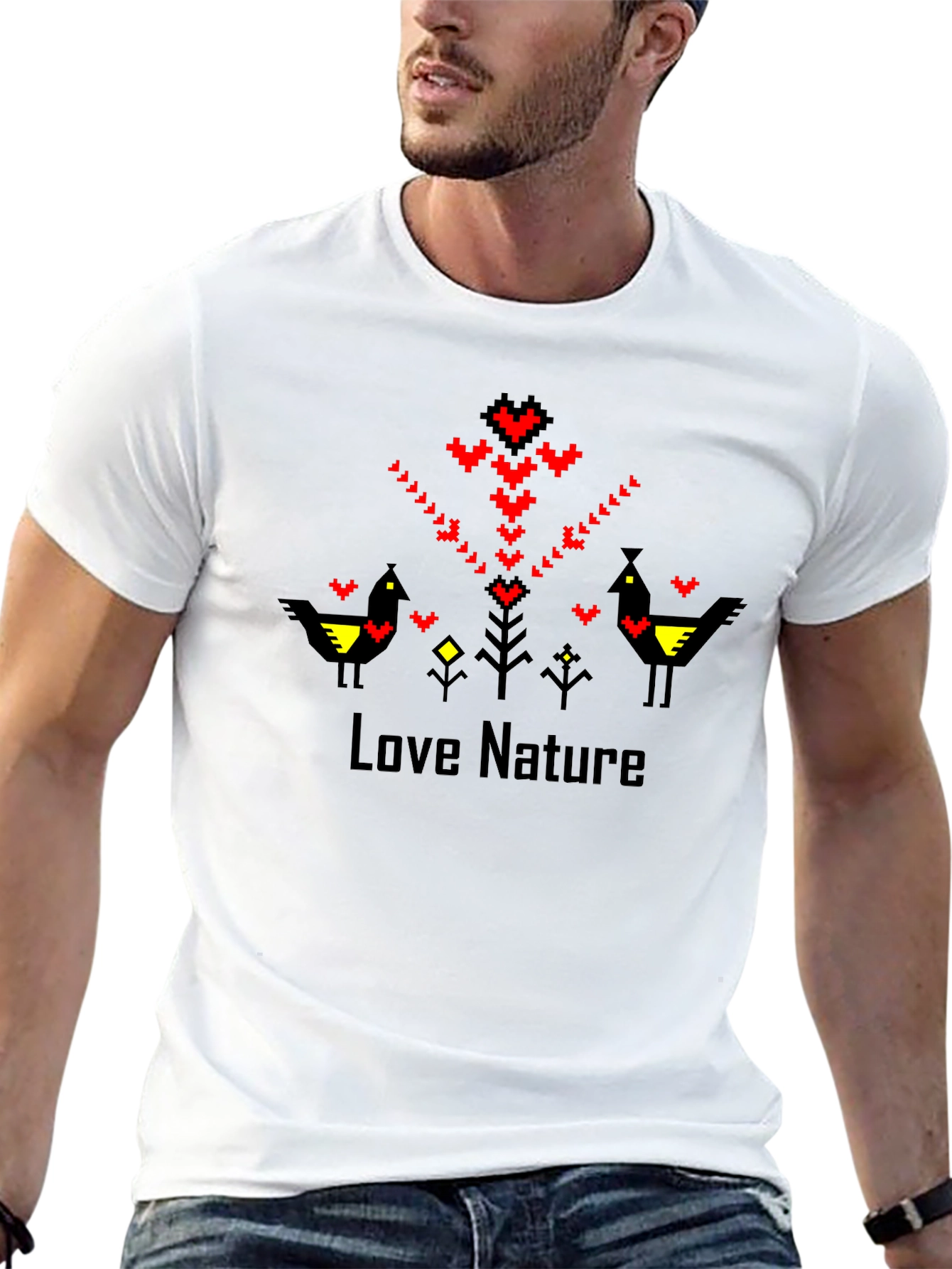 Love Nature Graphic Tee - Black Crew Neck