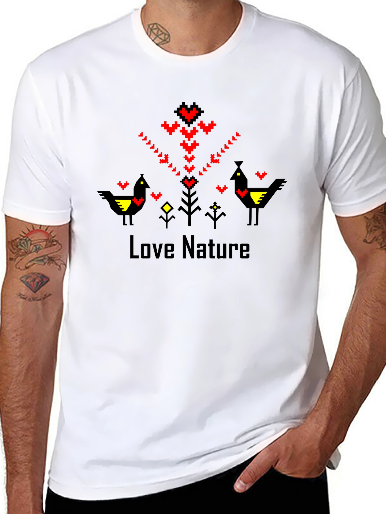 Love Nature Graphic Tee - Black Crew Neck