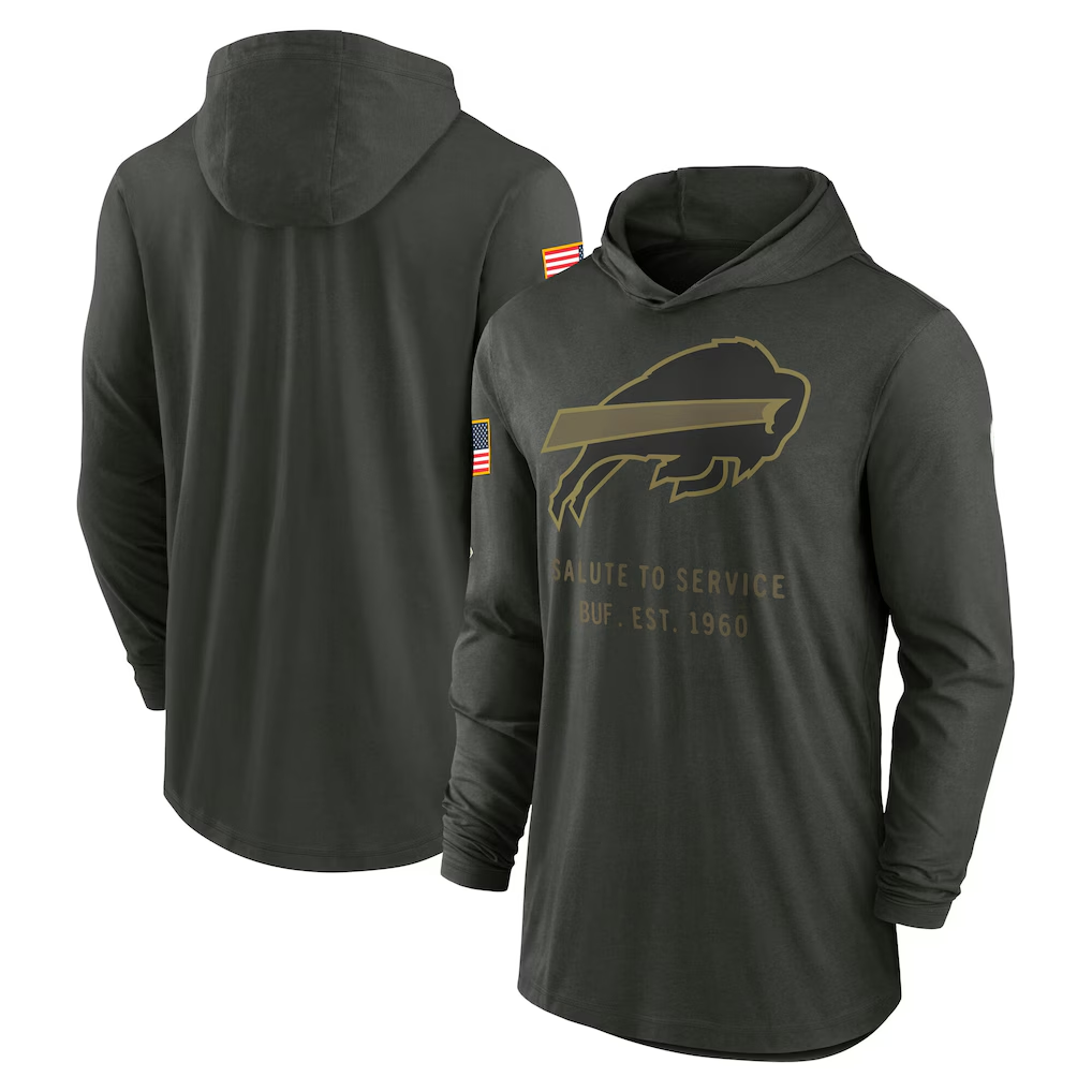 Men's Buffalo Bills Forest Green 2025 Salute to Service Sideline Dri-FIT Lightweight Hooded Pullover