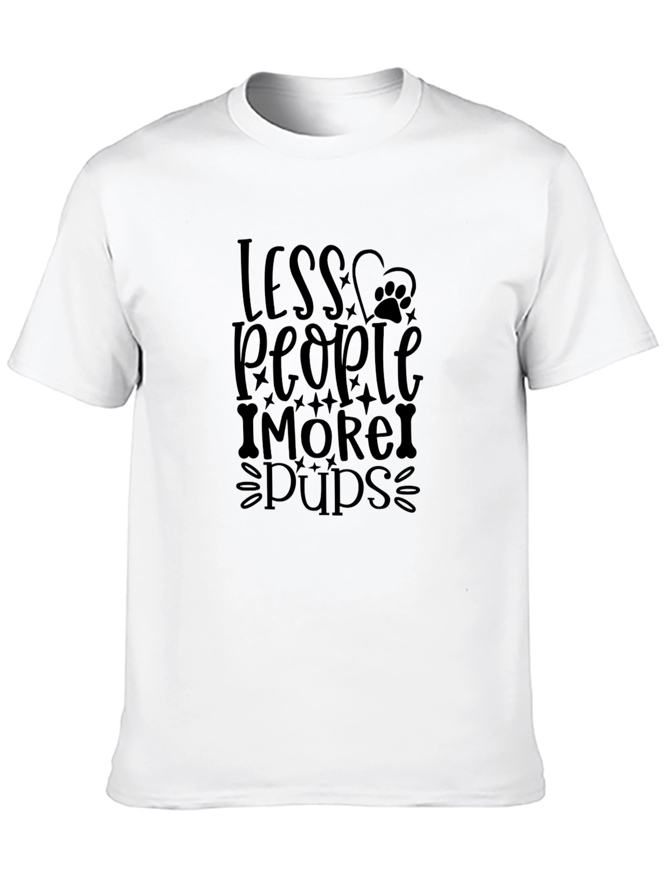 Less People More Pups Black Graphic T-Shirt