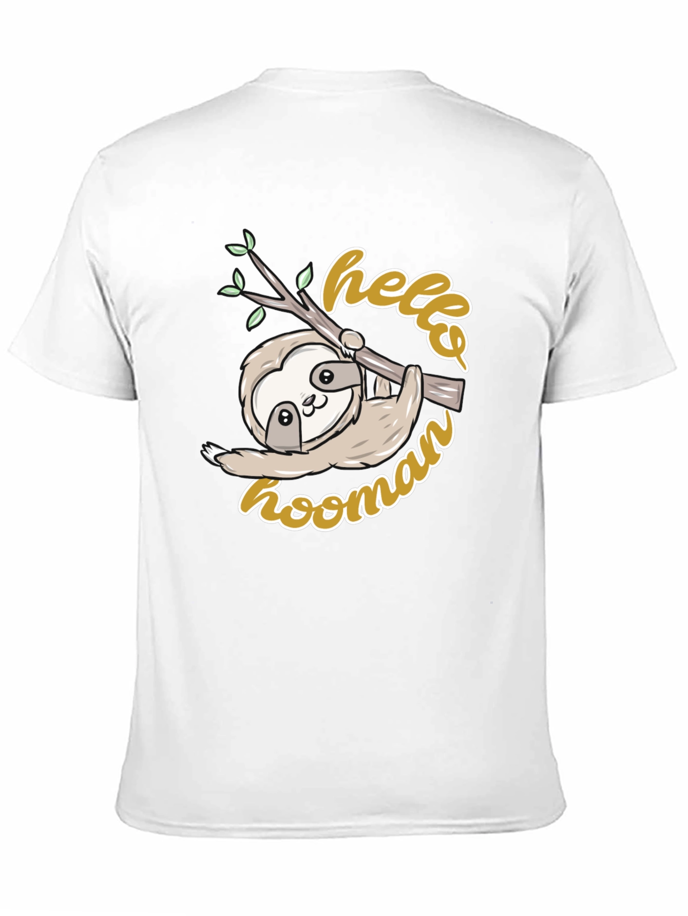 Cute Sloth Hello Hoomans Black Graphic T-Shirt