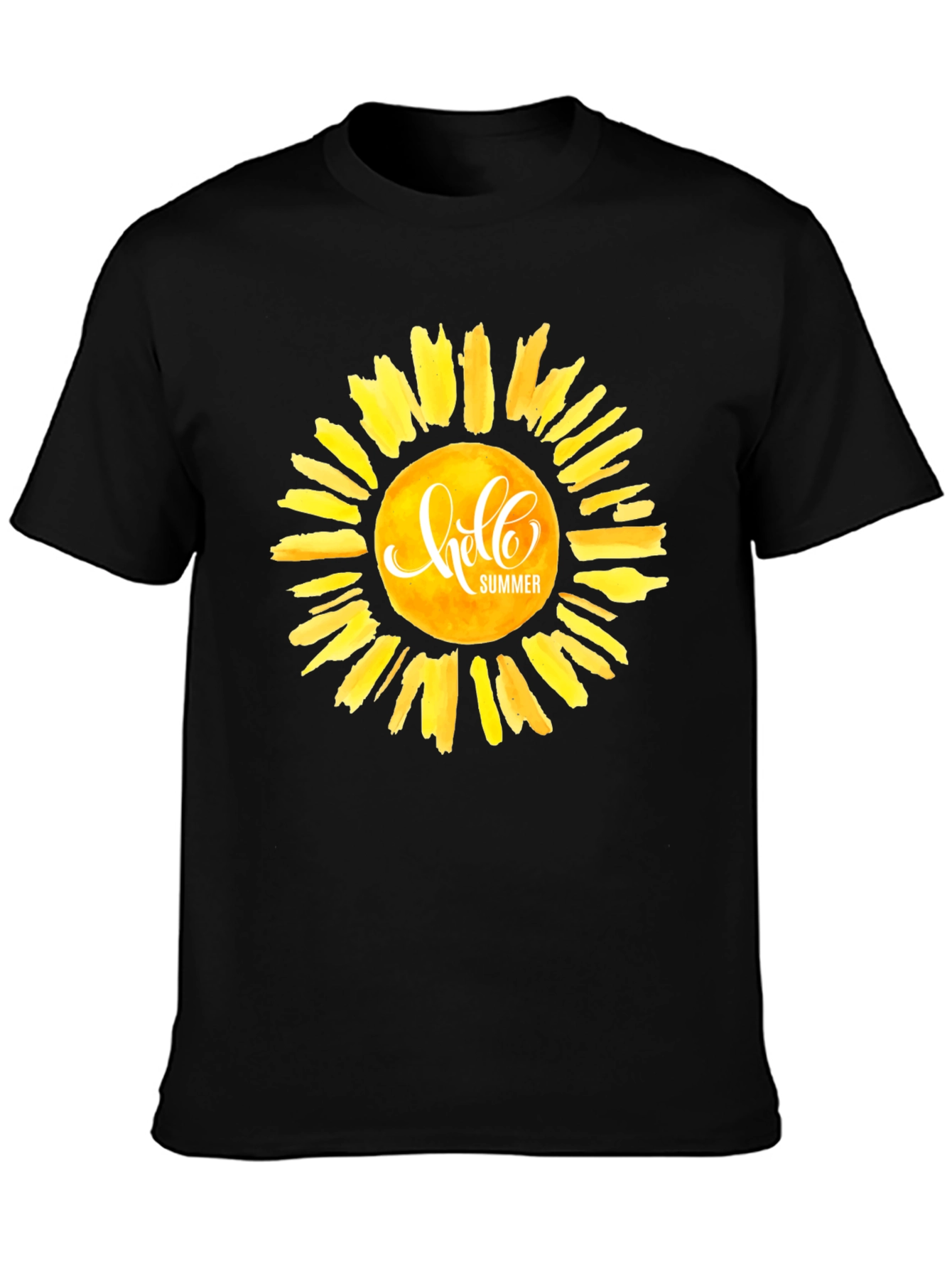 Hello Summer Graphic Tee - Black Cotton Casual T-Shirt