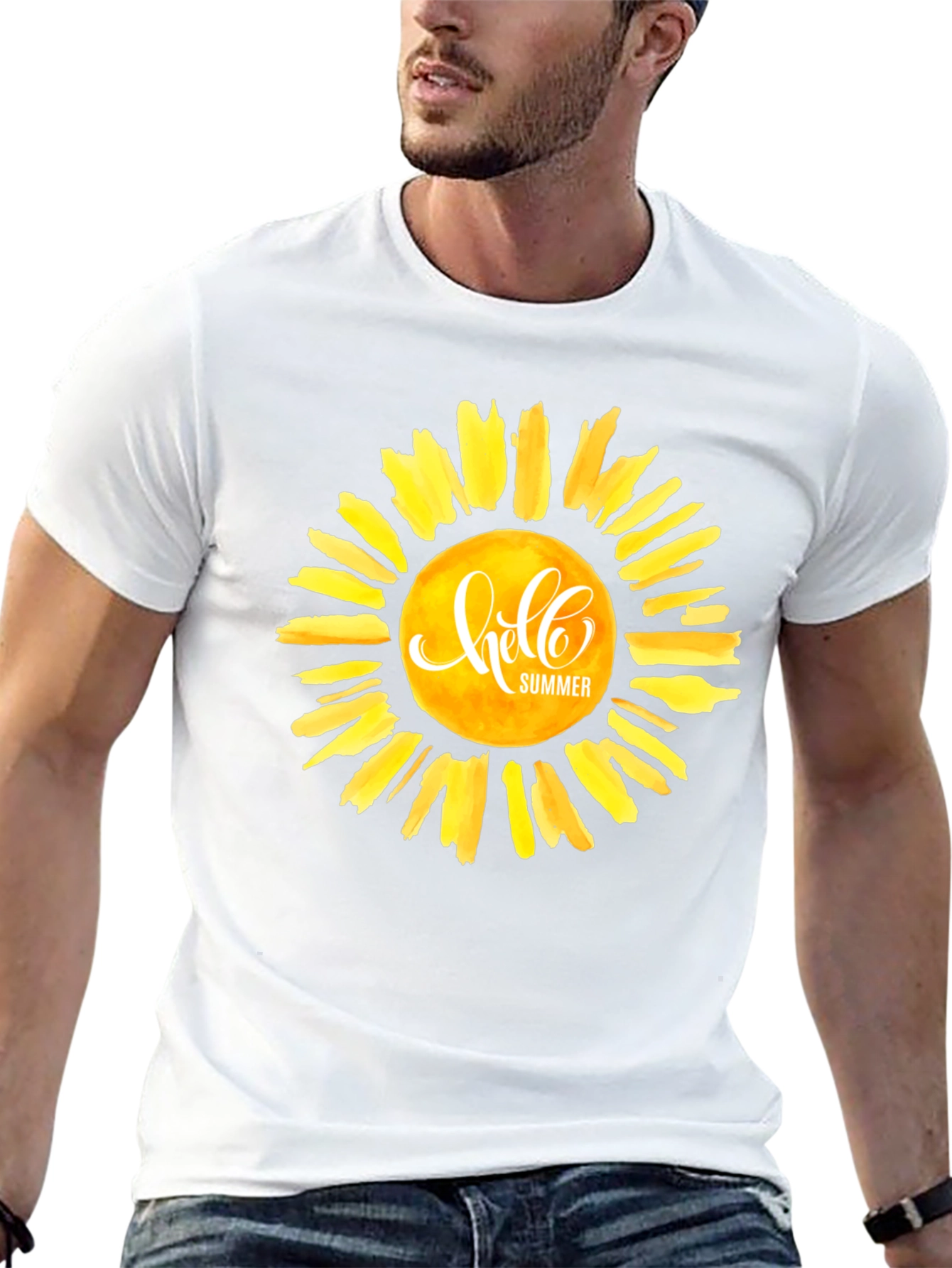 Hello Summer Graphic Tee - Black Cotton Casual T-Shirt