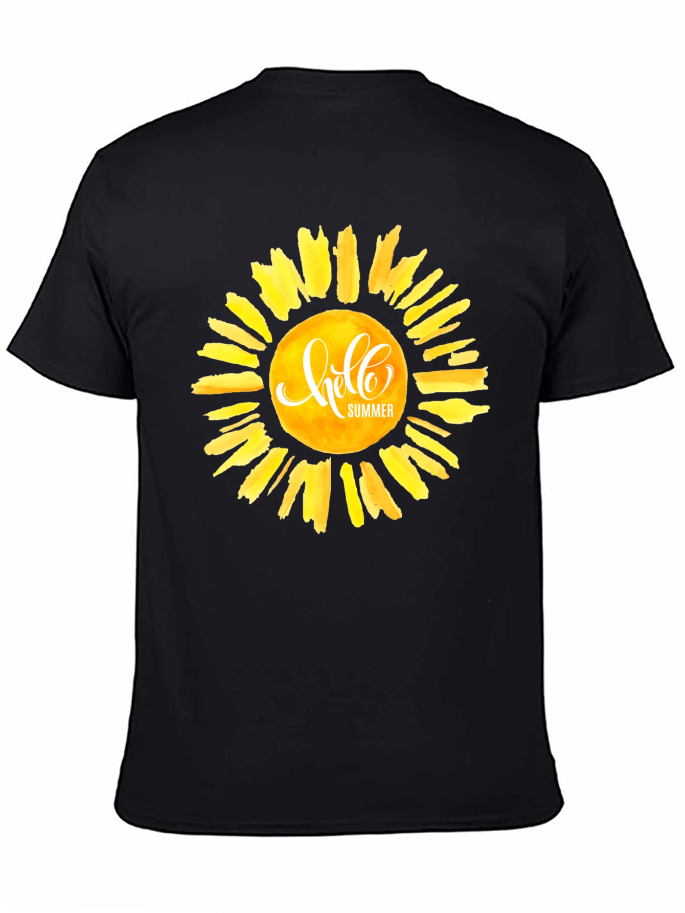 Hello Summer Graphic Tee - Black Cotton Casual T-Shirt