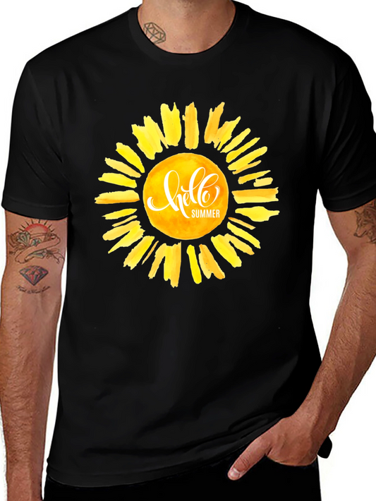 Hello Summer Graphic Tee - Black Cotton Casual T-Shirt