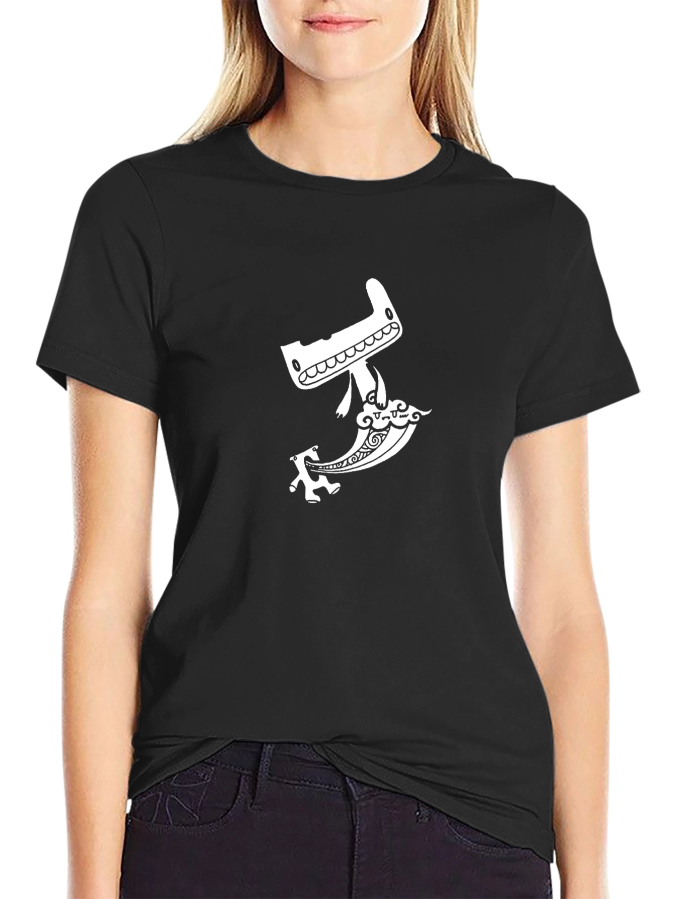 Mens Black Graphic T-Shirt - Whimsical Cleaver Design