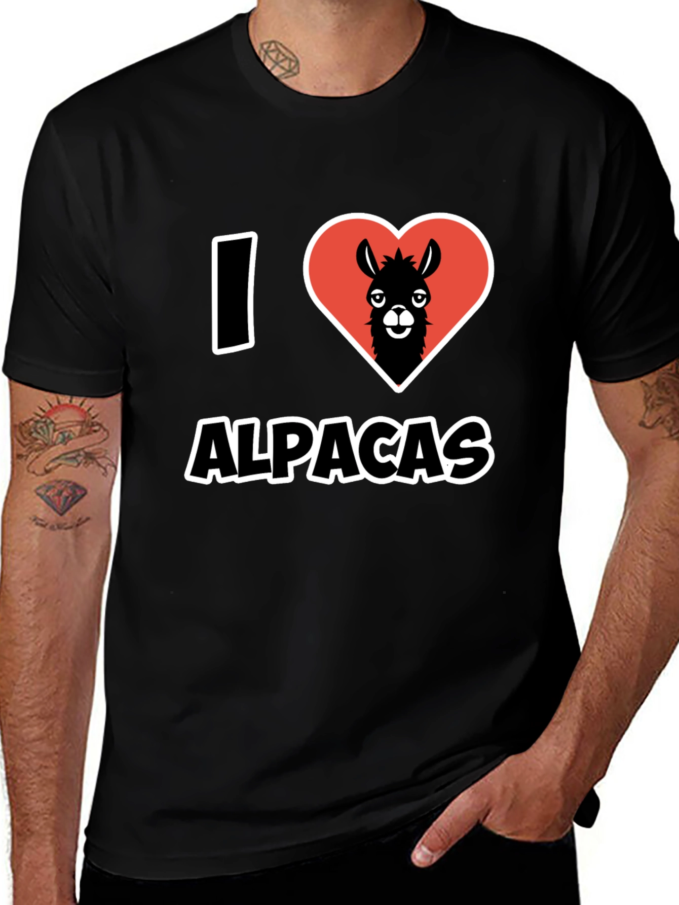 I Heart Alpacas Black T-Shirt