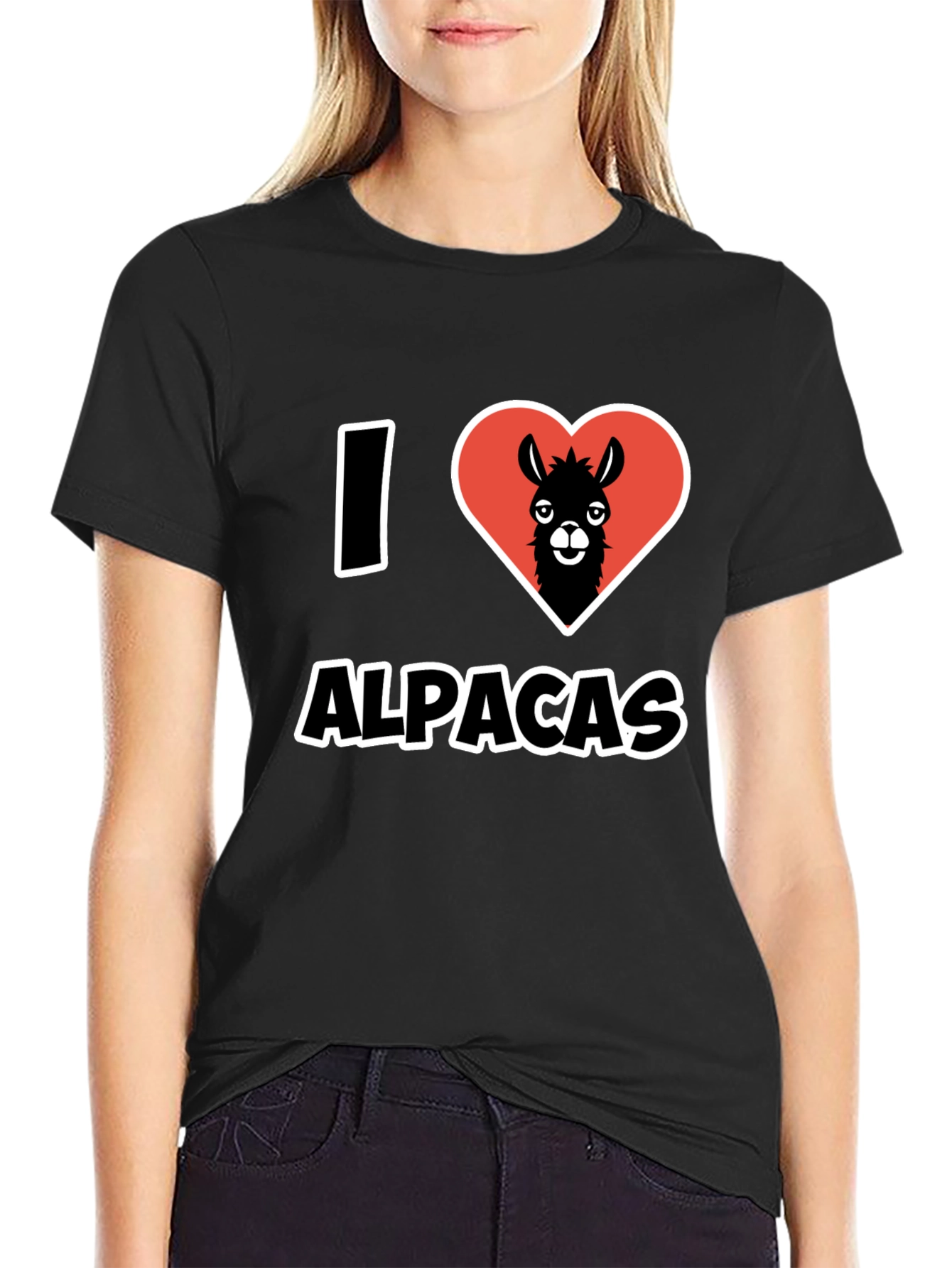 I Heart Alpacas Black T-Shirt