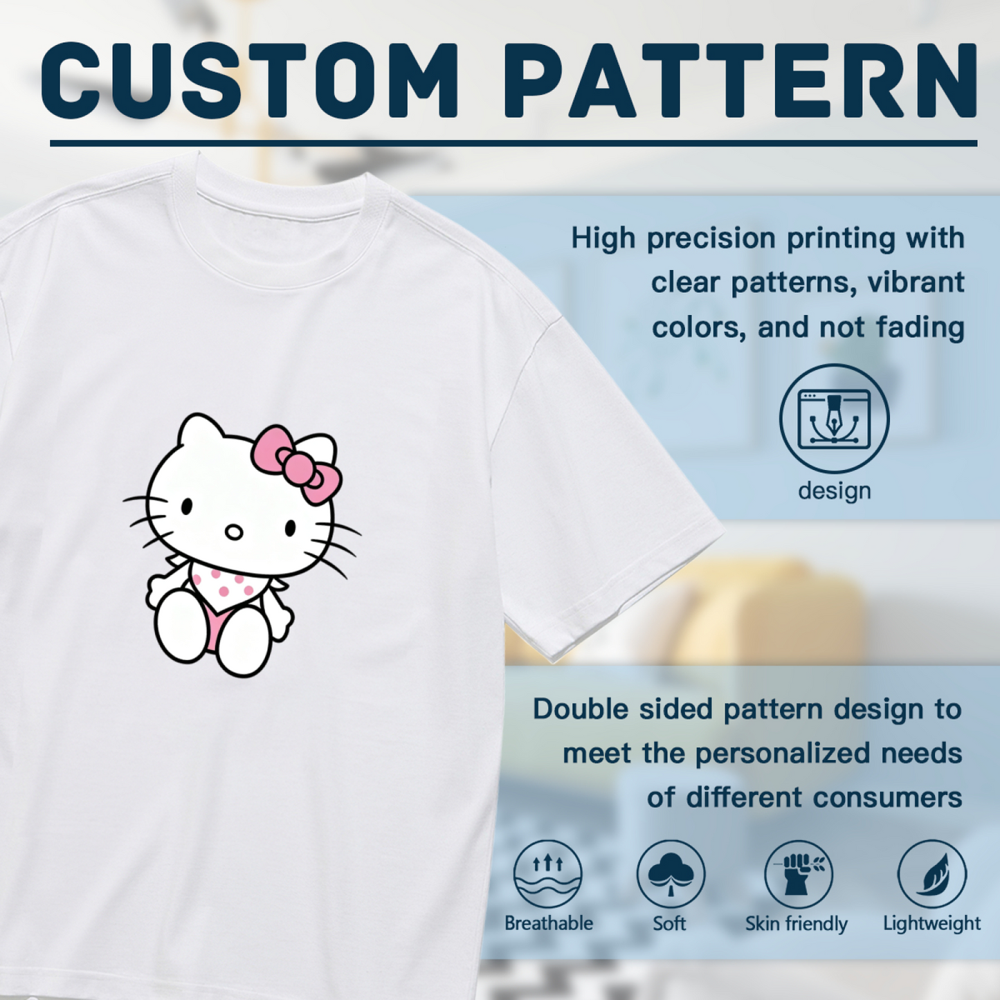 Adorable Baby?Style Hello Kitty Cartoon Plus Size Women White Graphic Tee