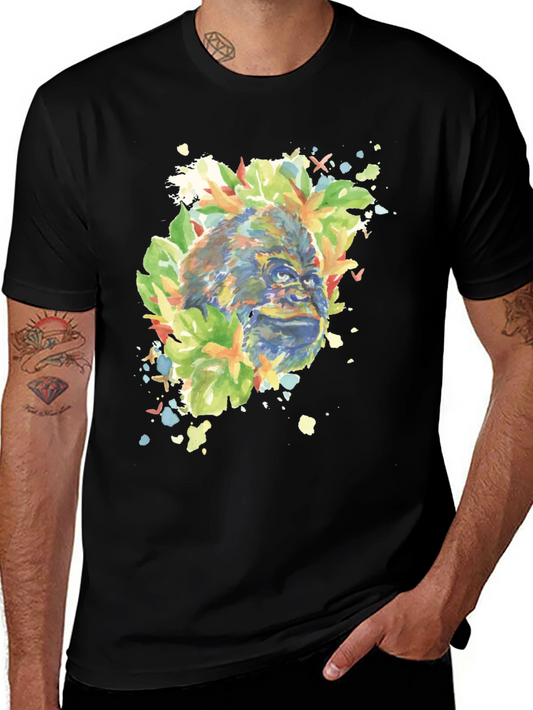 Gorilla Watercolor Graphic Tee - Mens Black T-Shirt