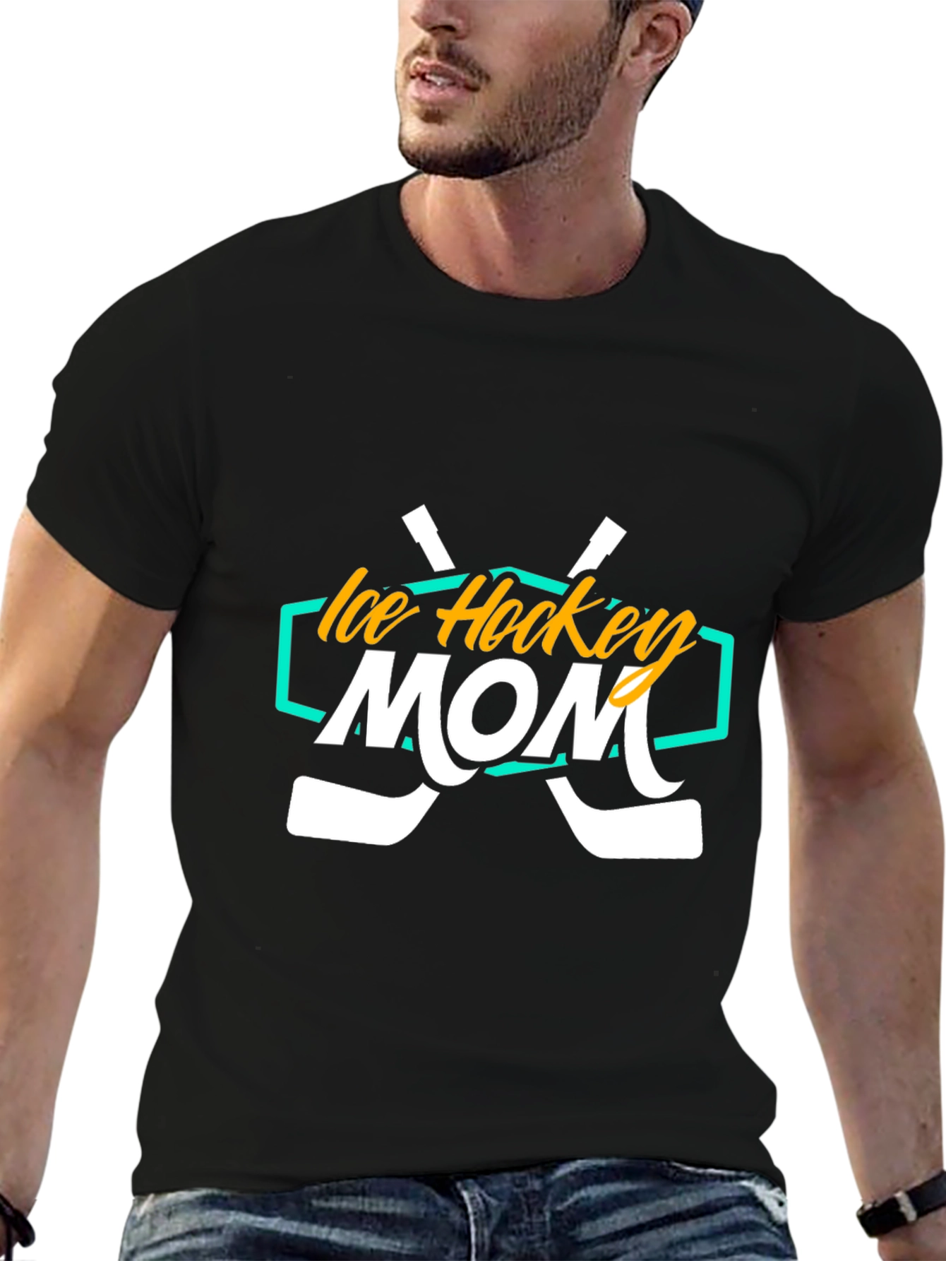 Ice Hockey Mom Graphic Tee - Black Cotton T-Shirt