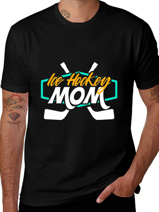 Ice Hockey Mom Graphic Tee - Black Cotton T-Shirt