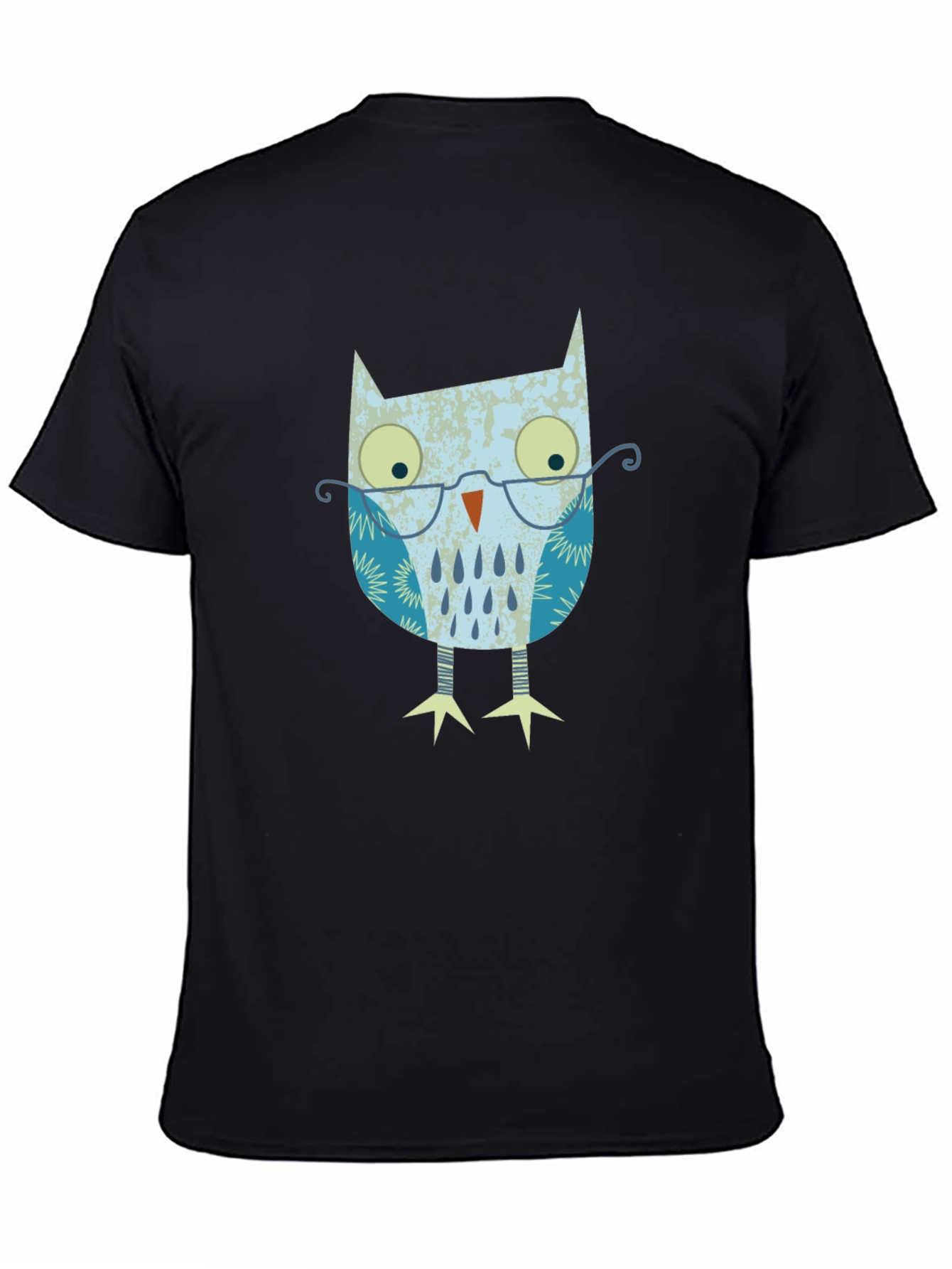 Owl With Glasses Graphic Print T-Shirt