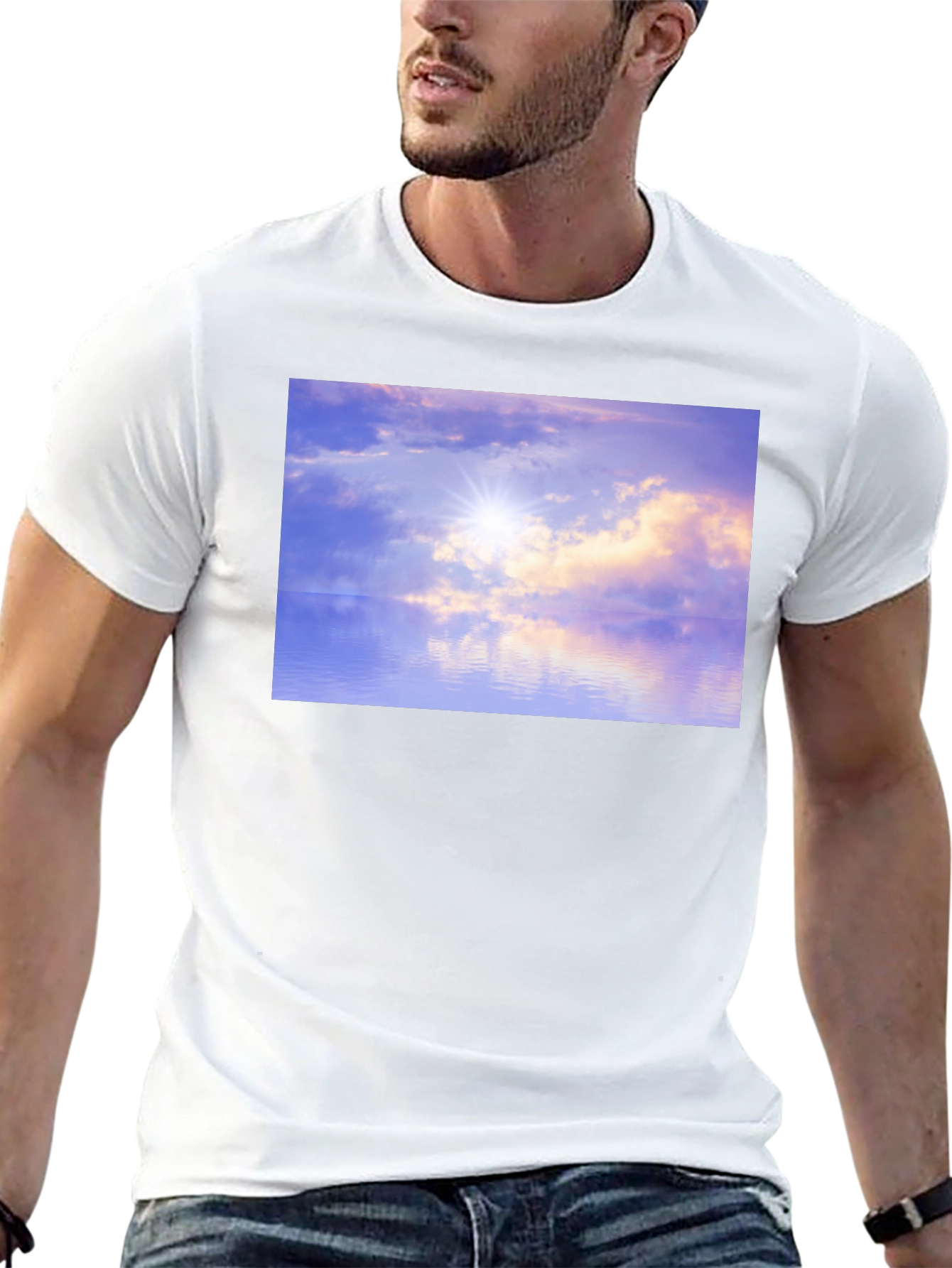 Sunset Reflections Graphic Tee - Soft Black Cotton