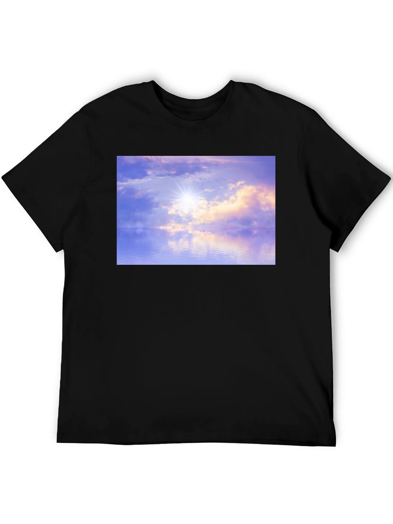 Sunset Reflections Graphic Tee - Soft Black Cotton