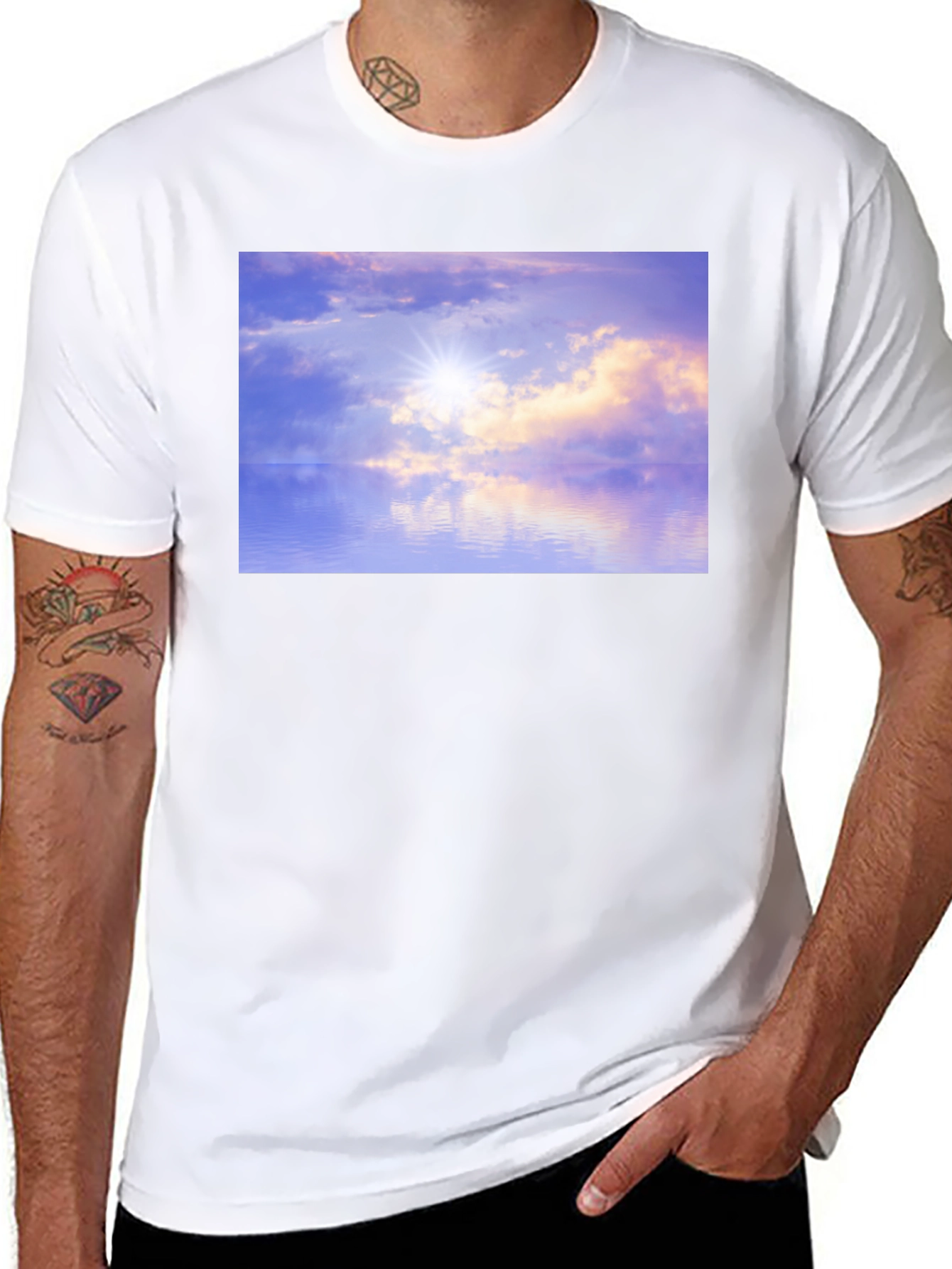 Sunset Reflections Graphic Tee - Soft Black Cotton