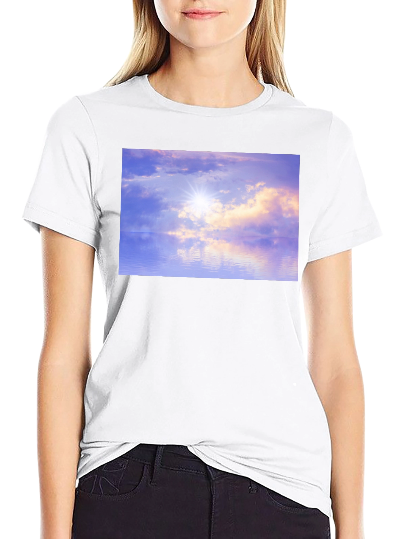 Sunset Reflections Graphic Tee - Soft Black Cotton