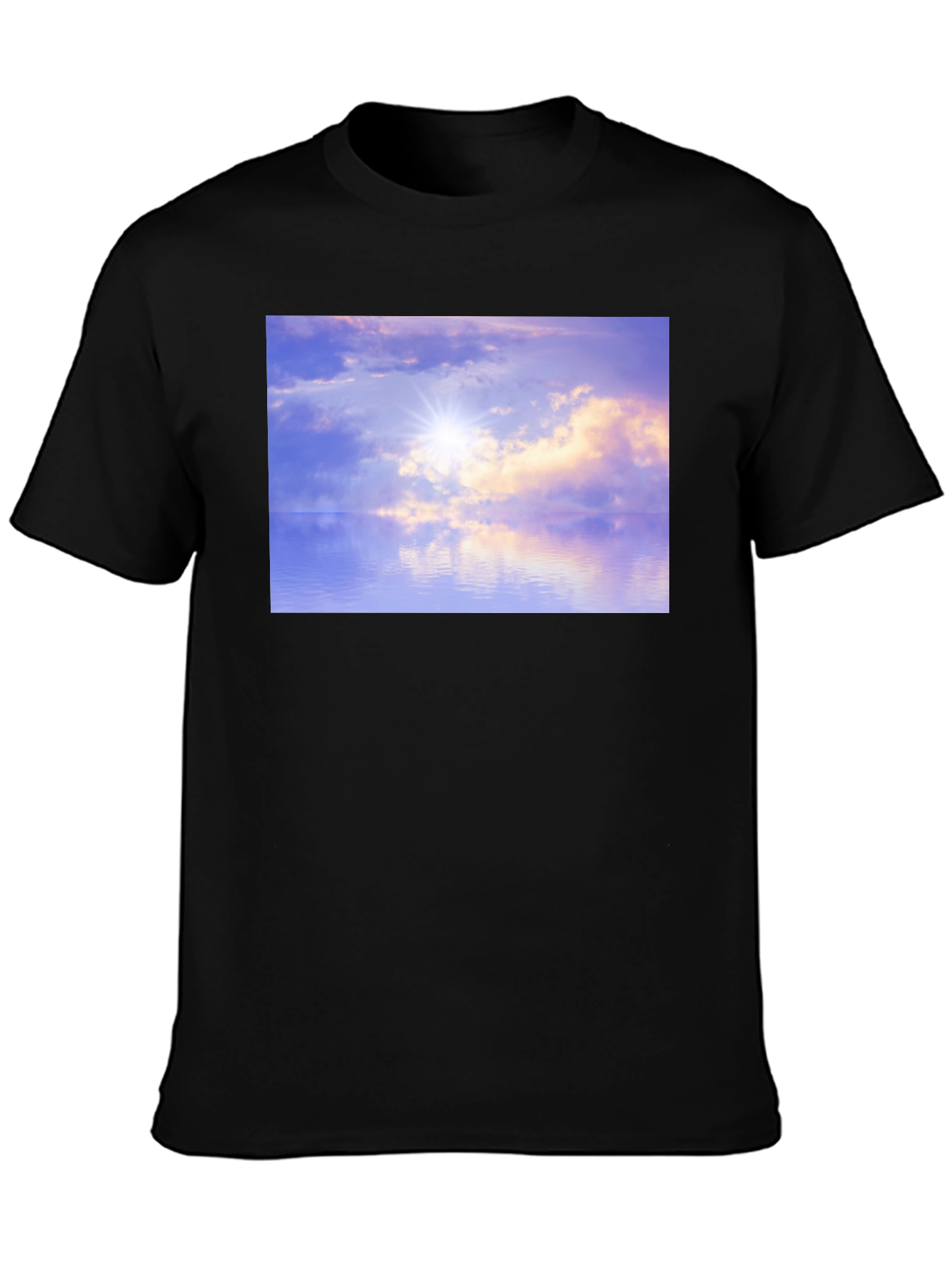 Sunset Reflections Graphic Tee - Soft Black Cotton