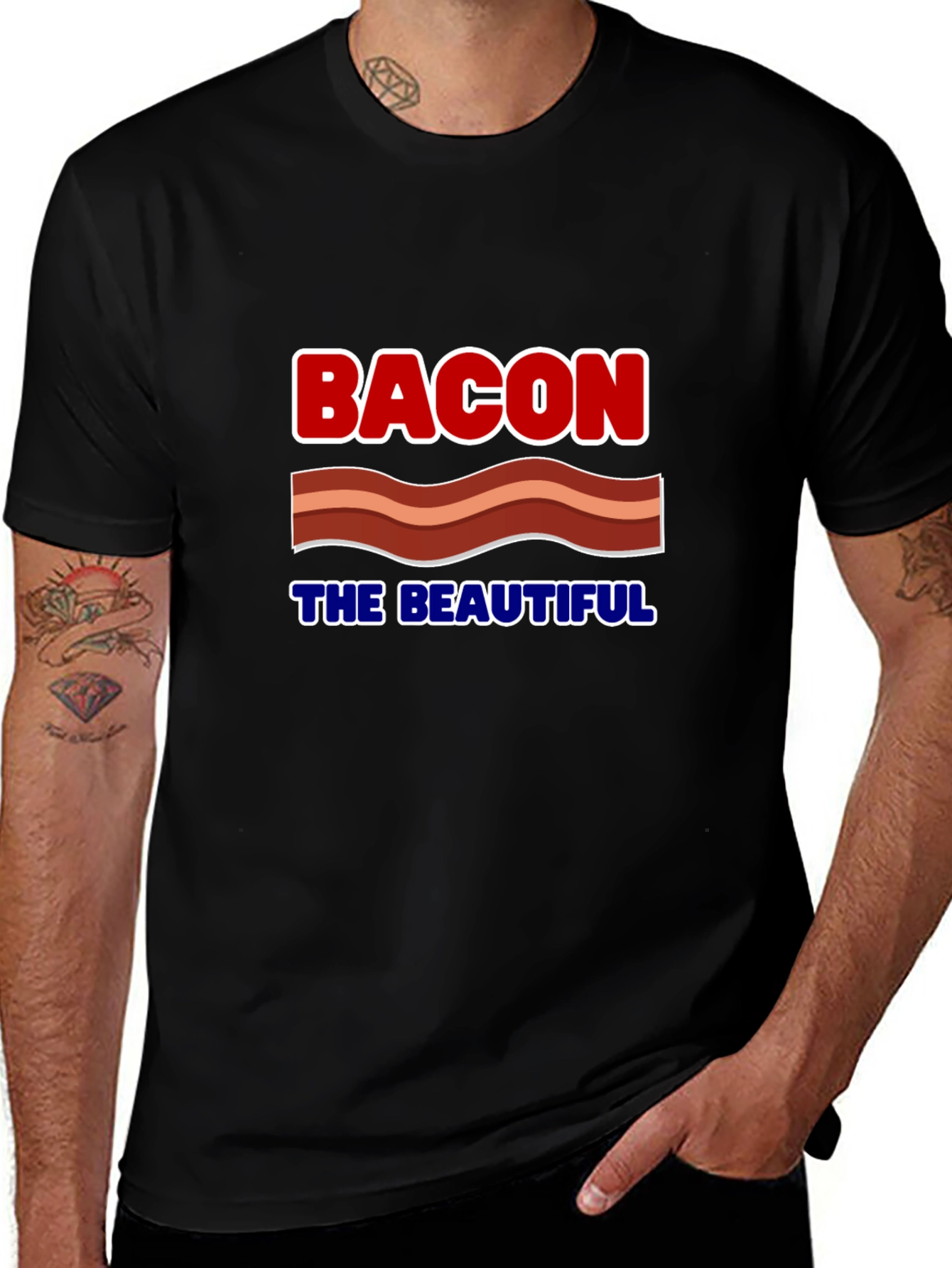 Bacon The Beautiful Graphic Tee - Funny Food Shirt