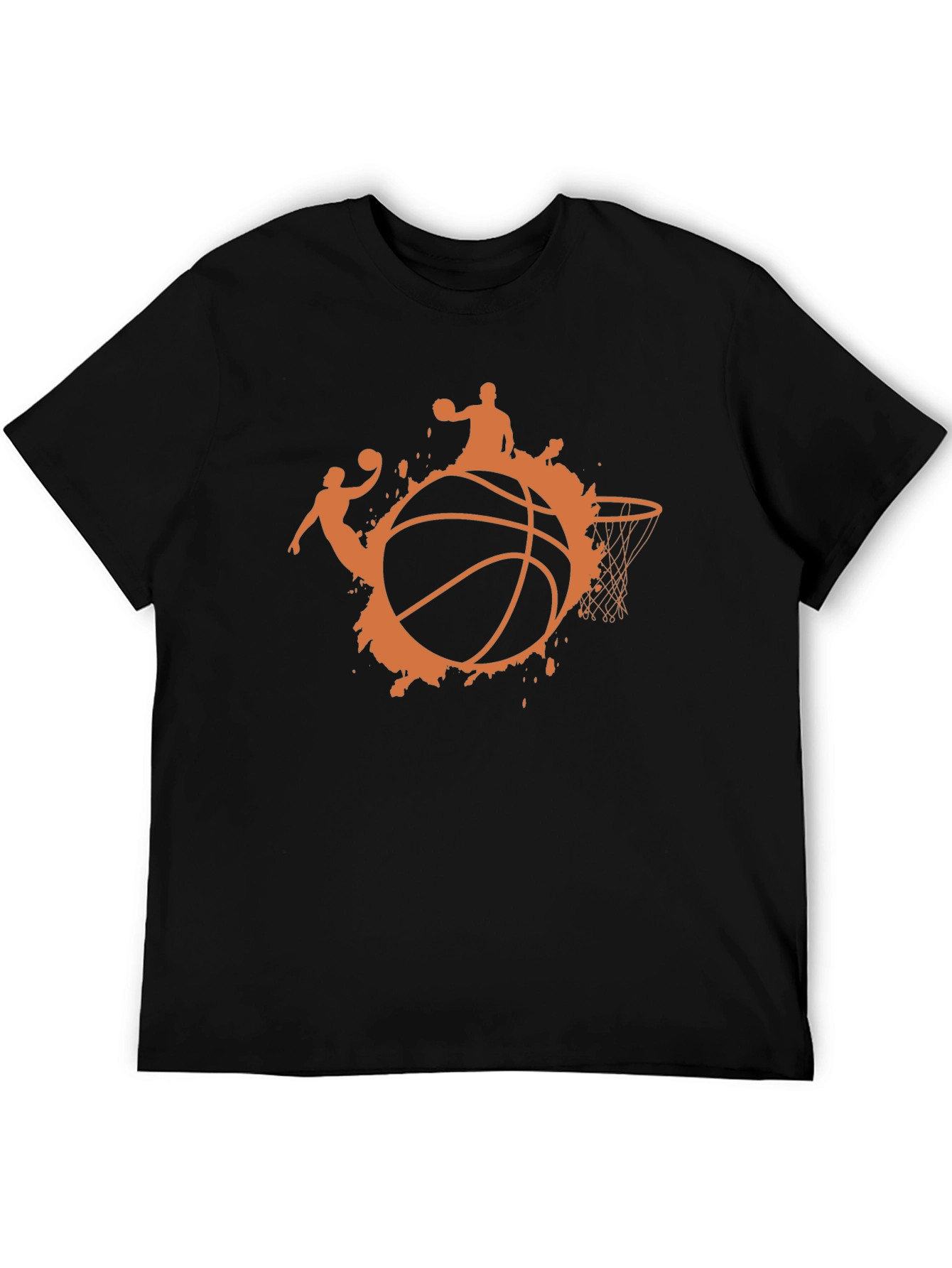 Basketball Graphic Tee - Black Cotton T-Shirt