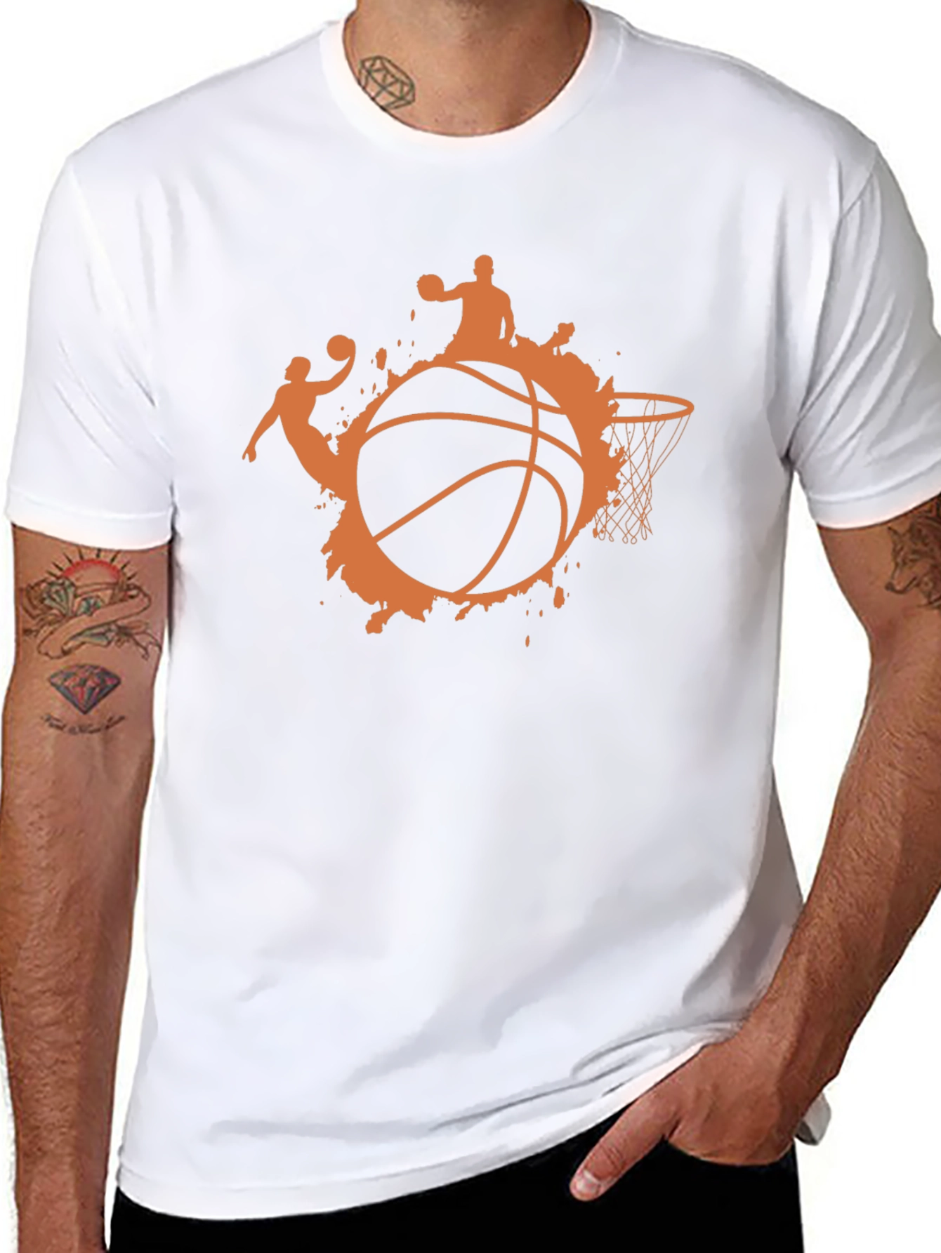 Basketball Graphic Tee - Black Cotton T-Shirt