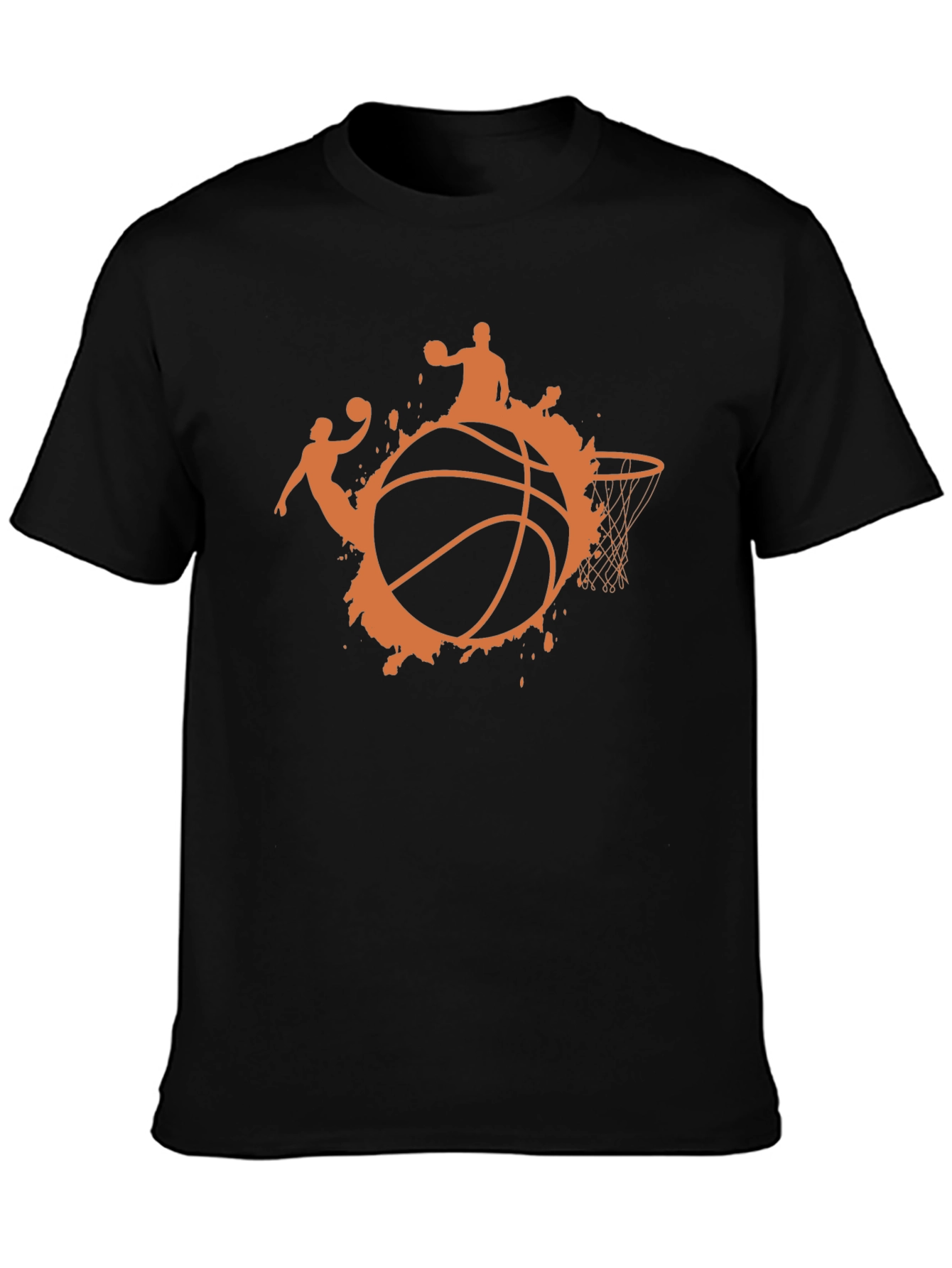 Basketball Graphic Tee - Black Cotton T-Shirt