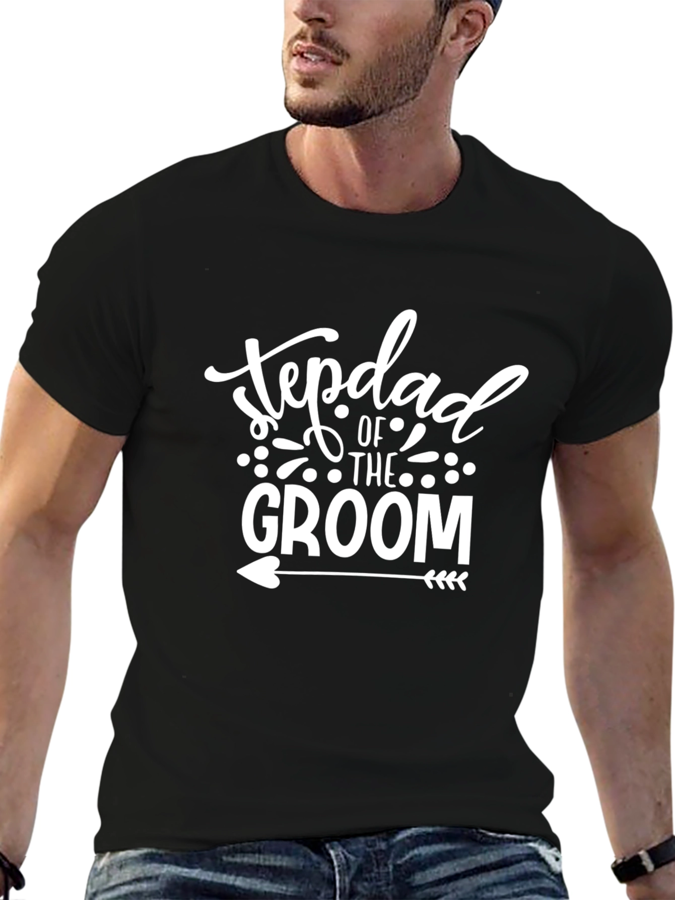 Stepdad of the Groom Black T-Shirt