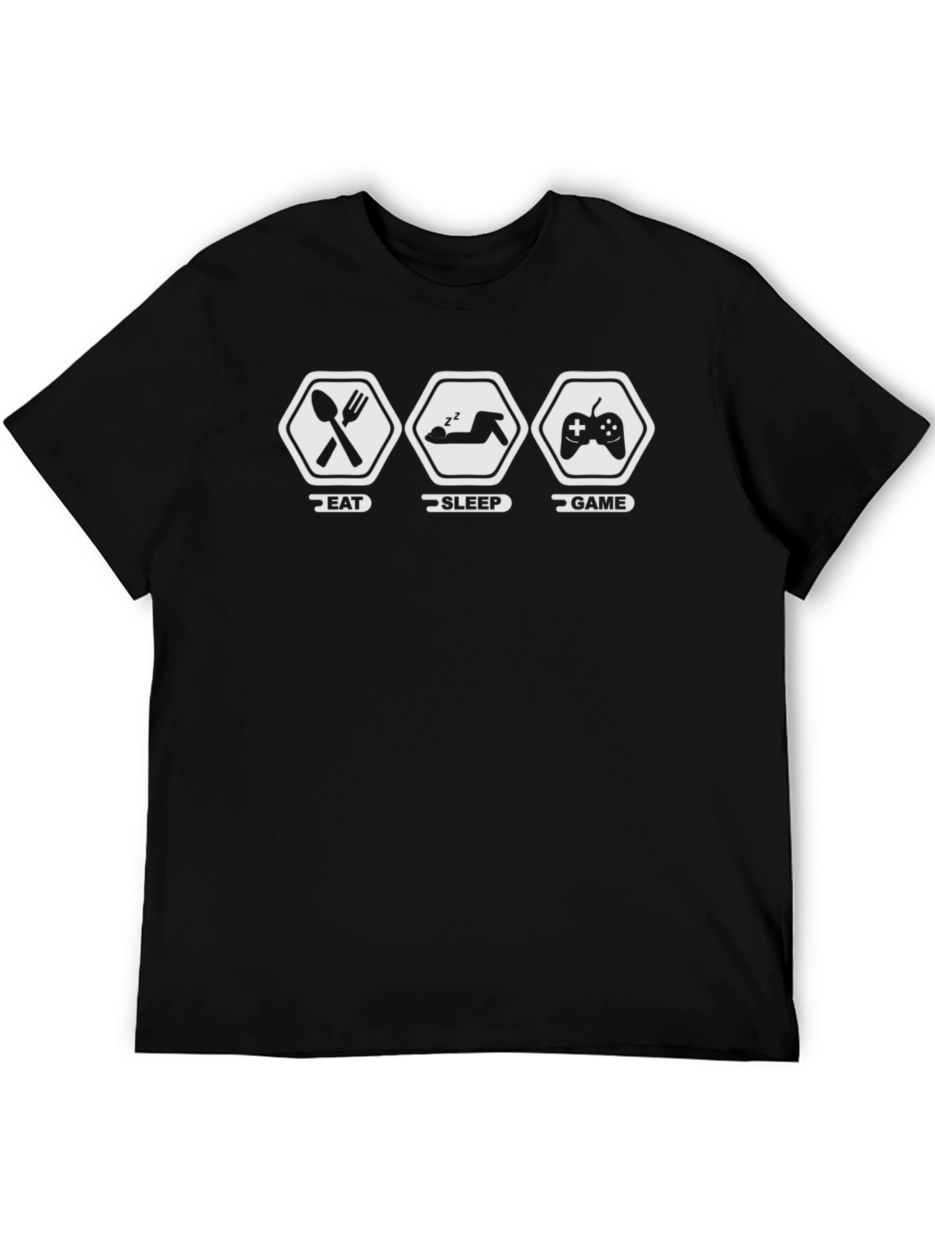 Eat Sleep Game Black Graphic T-Shirt