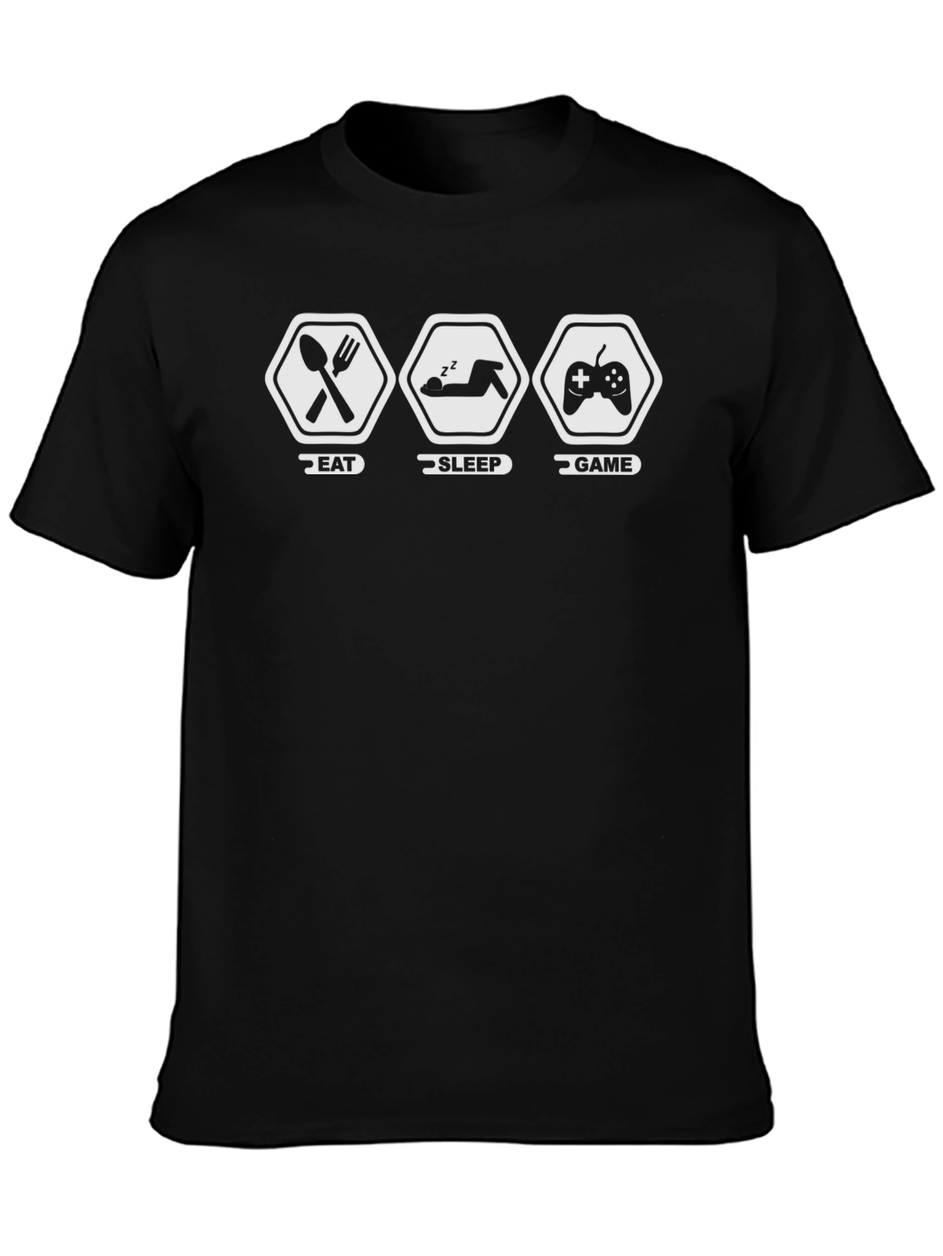 Eat Sleep Game Black Graphic T-Shirt