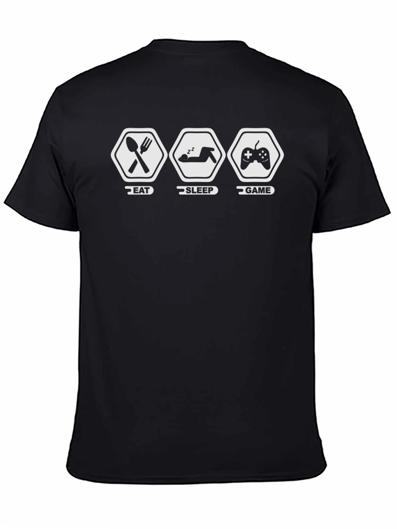 Eat Sleep Game Black Graphic T-Shirt